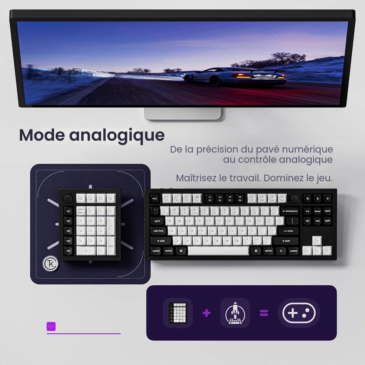 Keychron Q0 HE Pavé Numérique Magnétique sans Fil, en Aluminium Usiné CNC, 2,4 GHz/Bluetooth 5.1, Activation Rapide, RGB, Mini QMK Clavier Numpad Compact 27 Touches, pour Mac, Windows et Linux – Noir