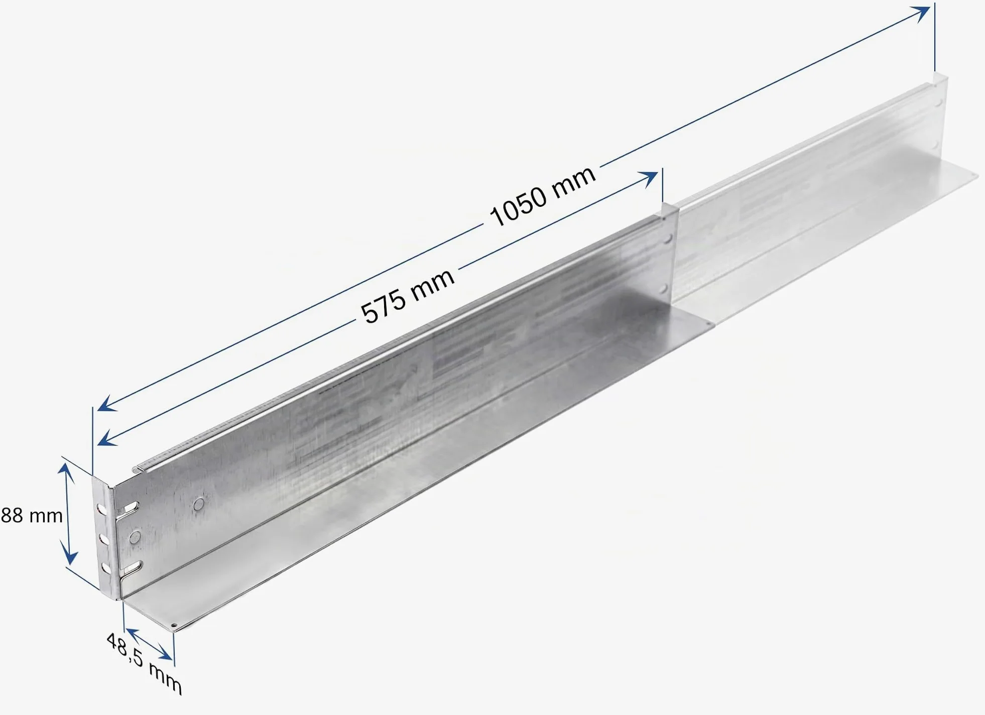 SABAJ M&D Rails 2U renforcés pour Rack 19 Pouces, Profondeur 800-1200 mm, Charge 80 kg, Acier 19-0059