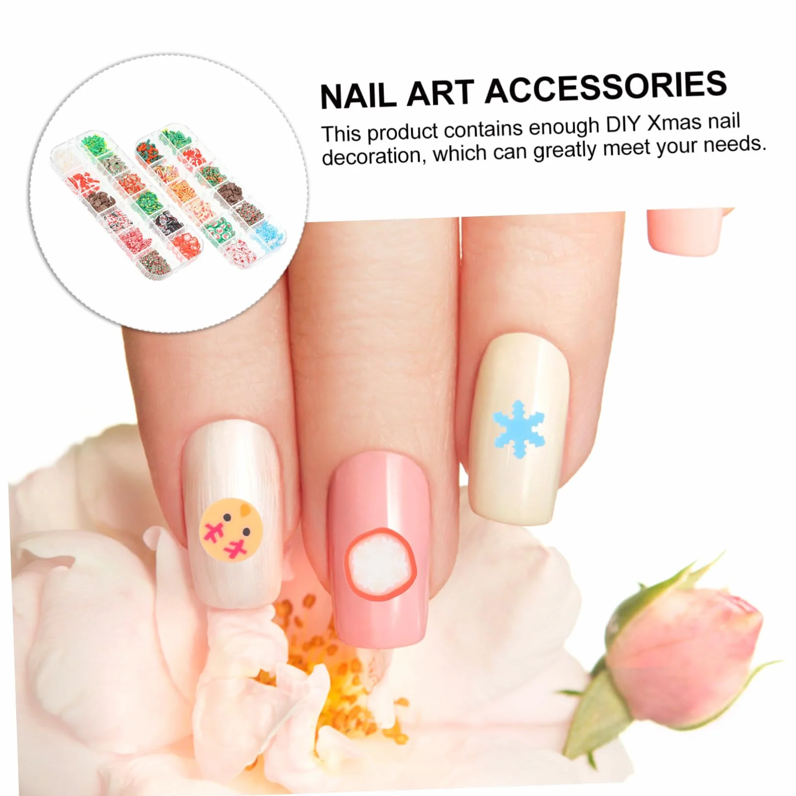 Boîtes Décorations Ongles Pâte Polymère Noël Accessoires DIY Festive Hivernale