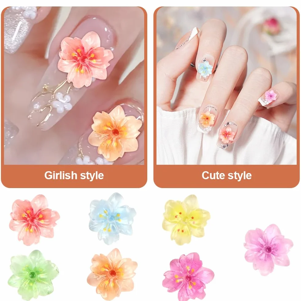 Vicloon 50 Pièces Charme Floral Nail Art Strass pour Ongles