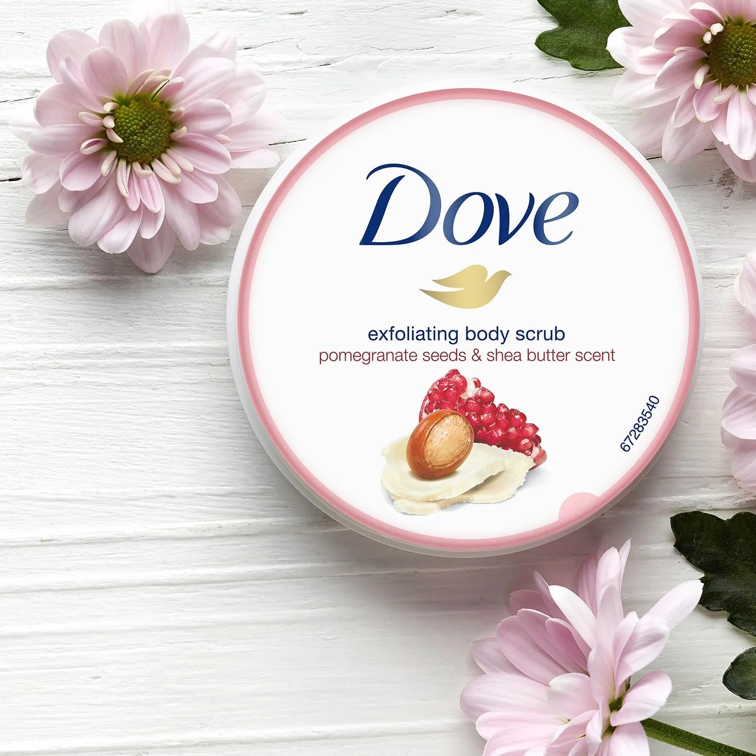 Dove Gommage douche exfoliant graines de grenade beurre de karité 225 ml paquet de 4