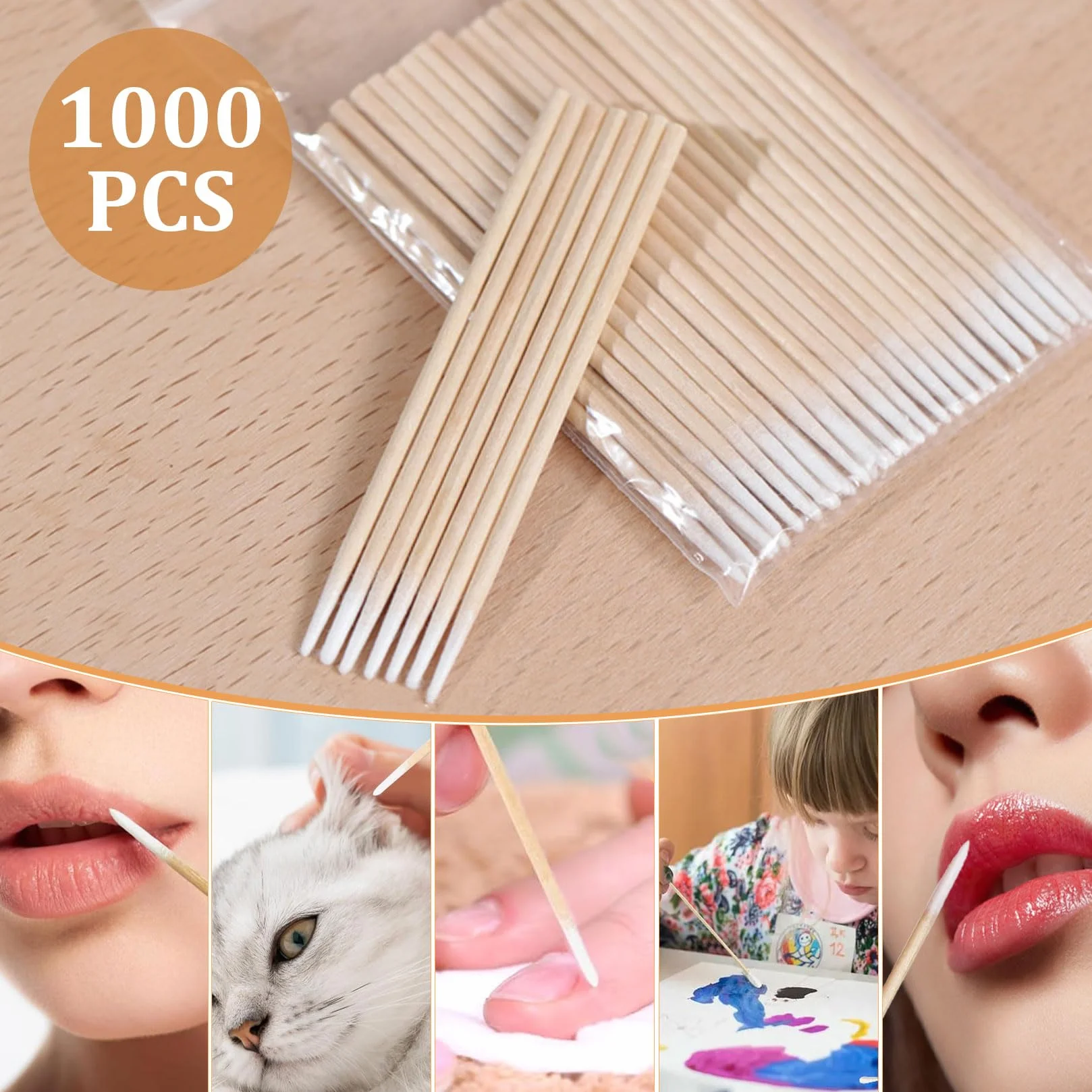 Cotons-Tiges Microblading 10 cm Bâtons en Bois pour Sourcils, Maquillage, Tatouage
