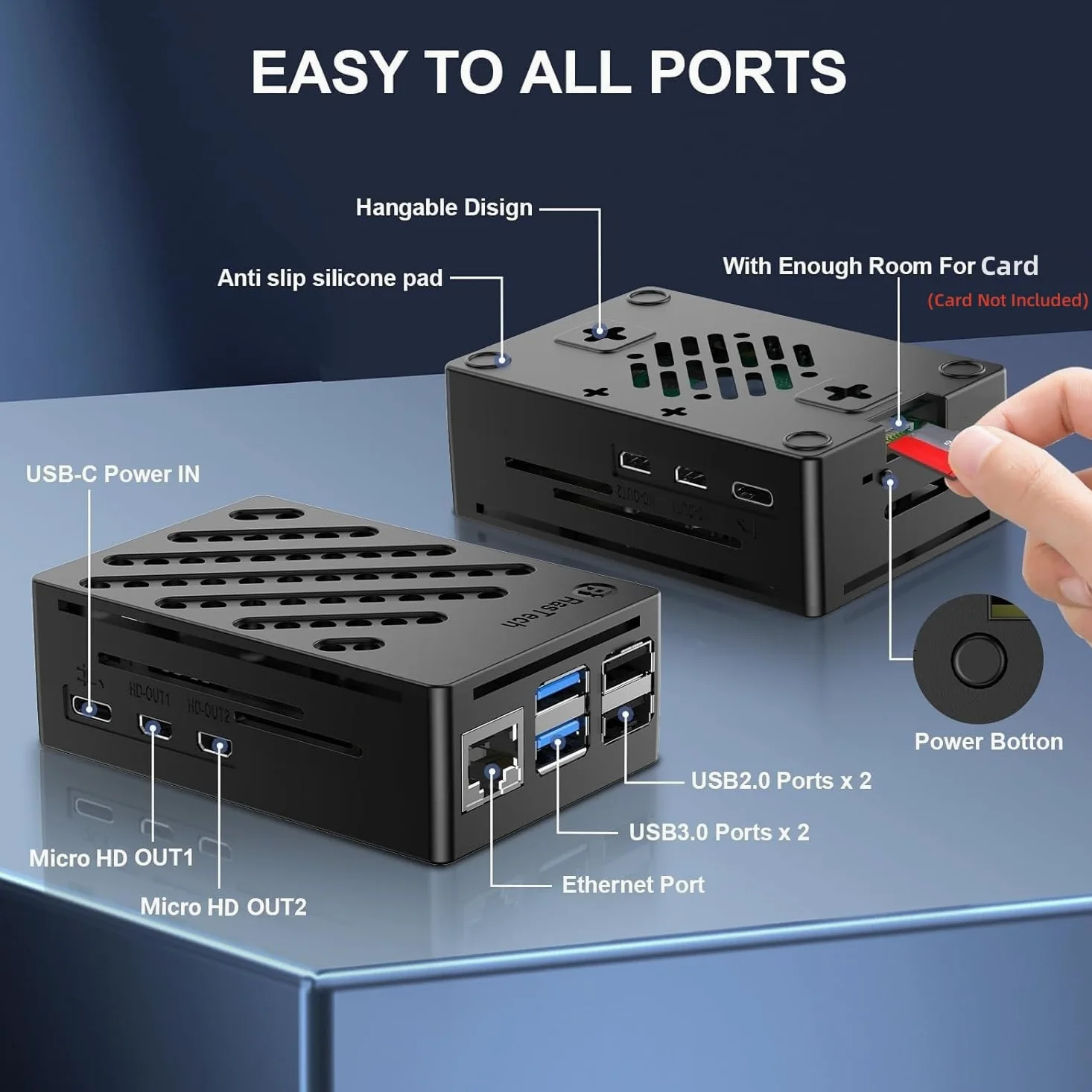 RasTech Raspberry Pi 5 Kit de 8 Go de RAM avec boîtier Pi 5, refroidisseur actif, tournevis et Raspberry Pi 5 carte de 8 Go incluse