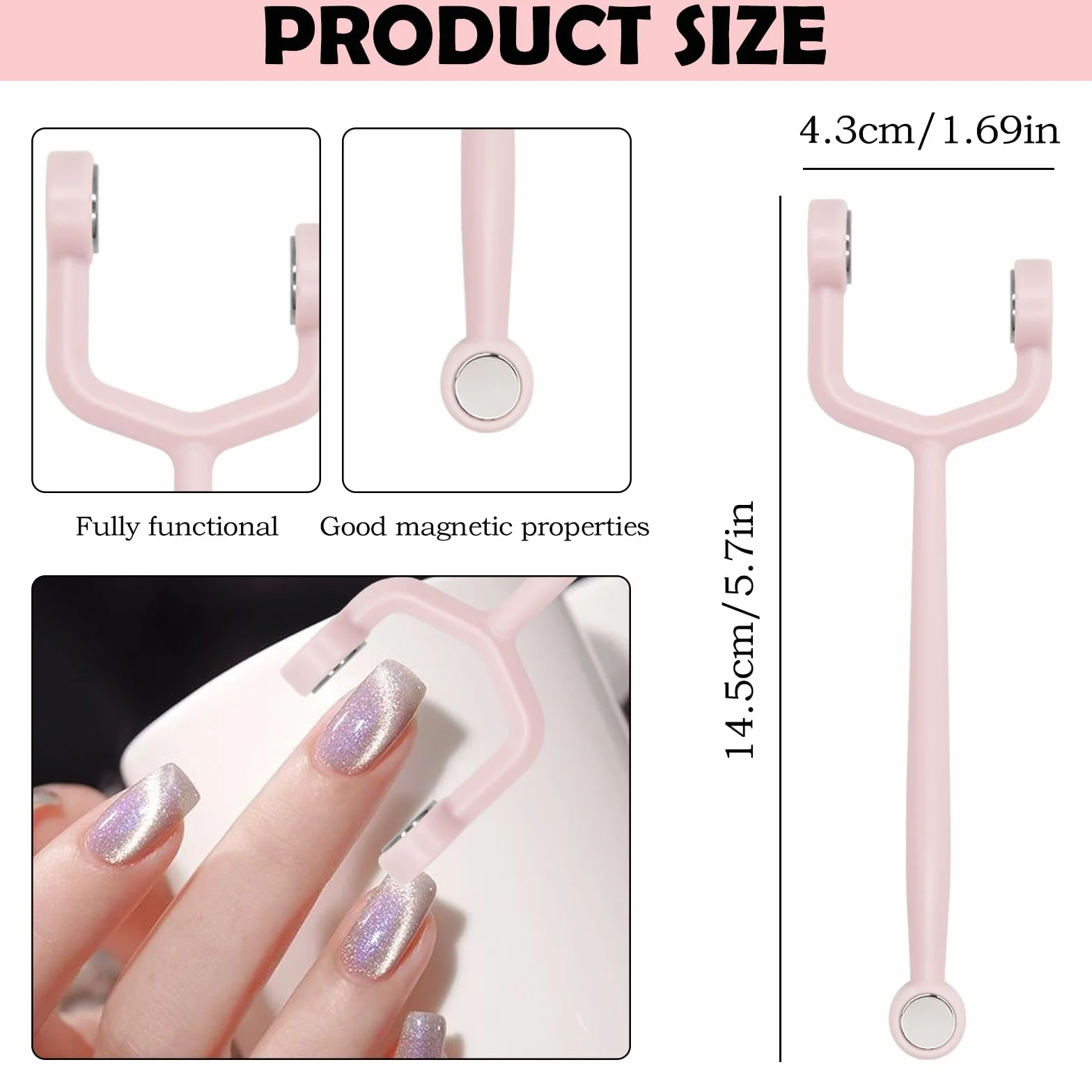 Kit aimants œil de chat pour ongles, barre magnétique rose en forme de Y cœur, fournitures DIY manucure