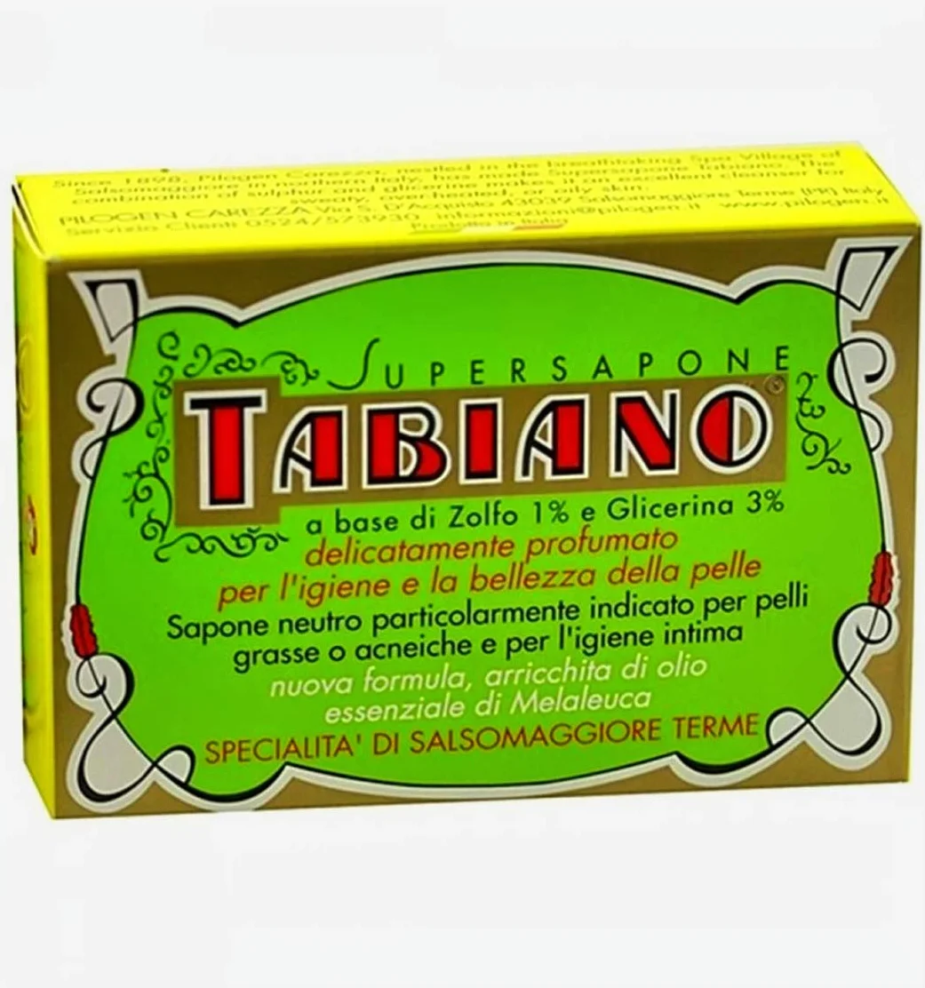 Savon au Soufre et Glycérine Supersapone Tabiano Traitement Anti-Acné Psoriasis Eczéma 125g