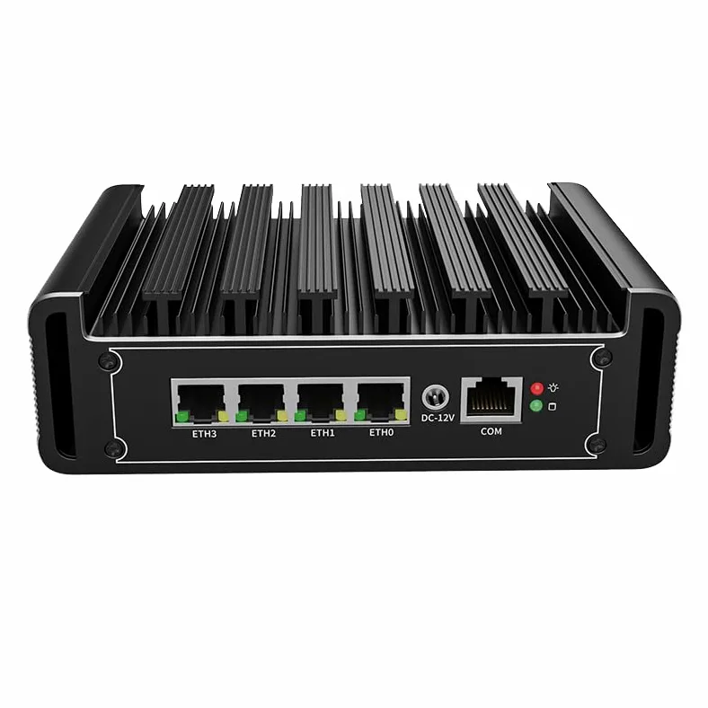 VENOEN Firewall Mini PC 2.5G 4 LAN, Fanless Router PC Celeron J6412, 16GB RAM 256GB SSD