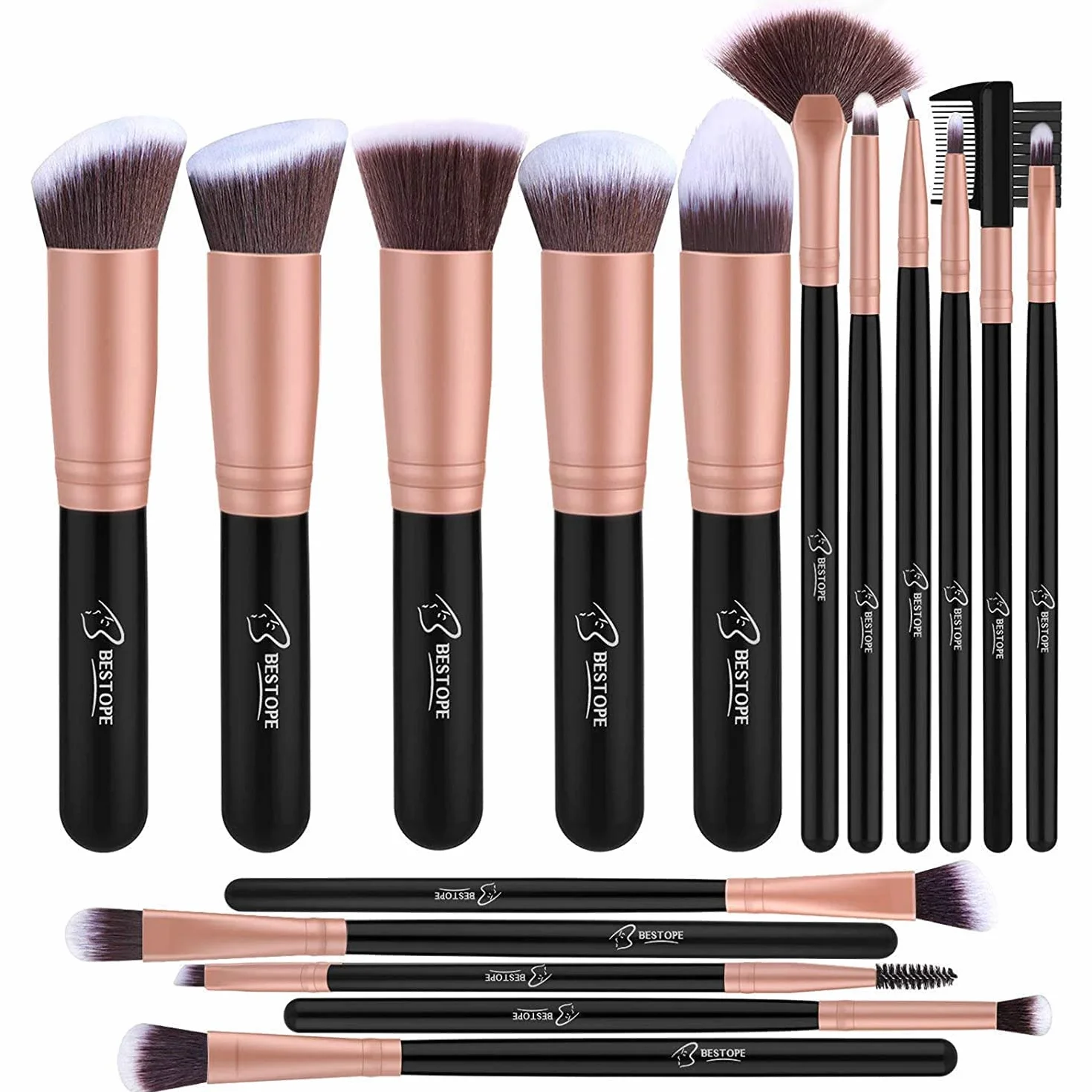 Pinceaux de maquillage professionnels 16 pièces synthétiques Lot de pinceaux fond de teint blush eyeliner poudre