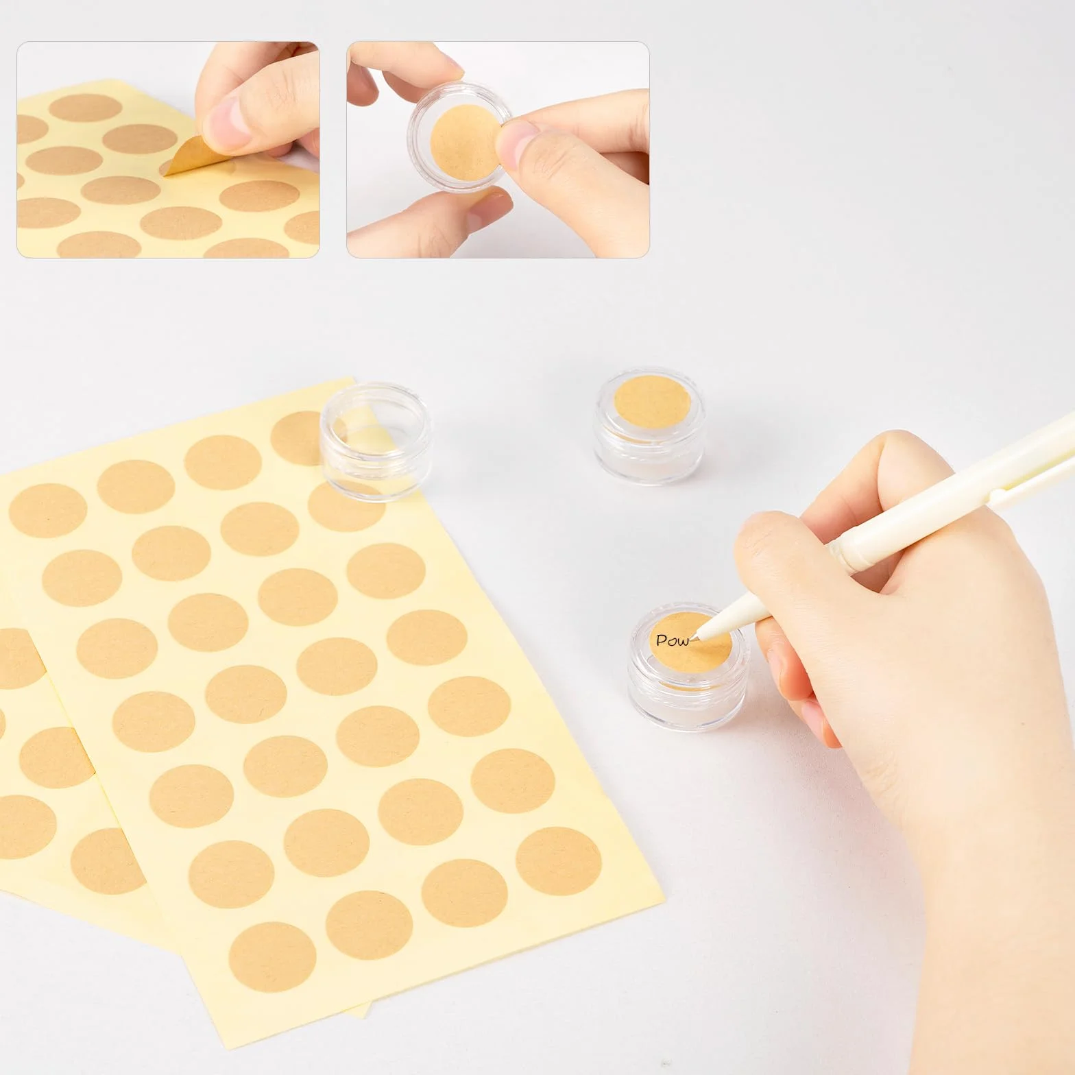 Petits pots 5ml avec couvercle, étiquettes et spatule, mini récipients transparents pour échantillons cosmétiques