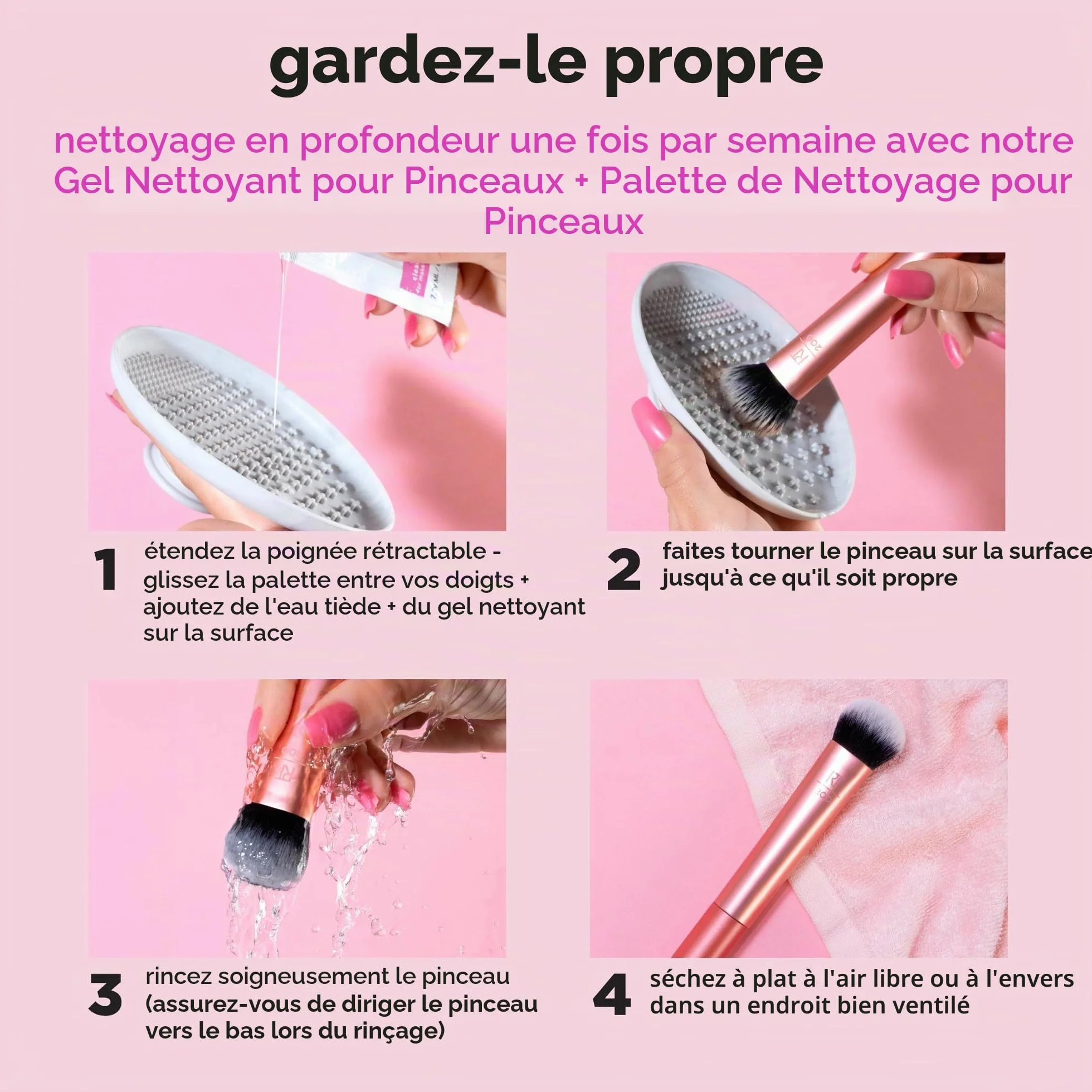 Real Techniques Kit de mini-pinceaux Travel Fantasy, 11 pièces, pinceaux maquillage fard à paupières surligneur contour