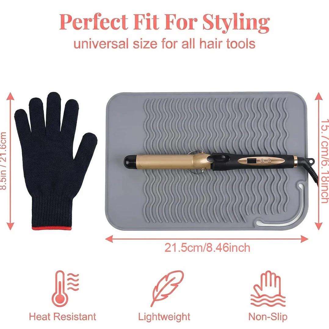 Gants Contre La Chaleur De Protection et Coussin Anti-brûlure, Coiffure Anti Chaleur Professionnel