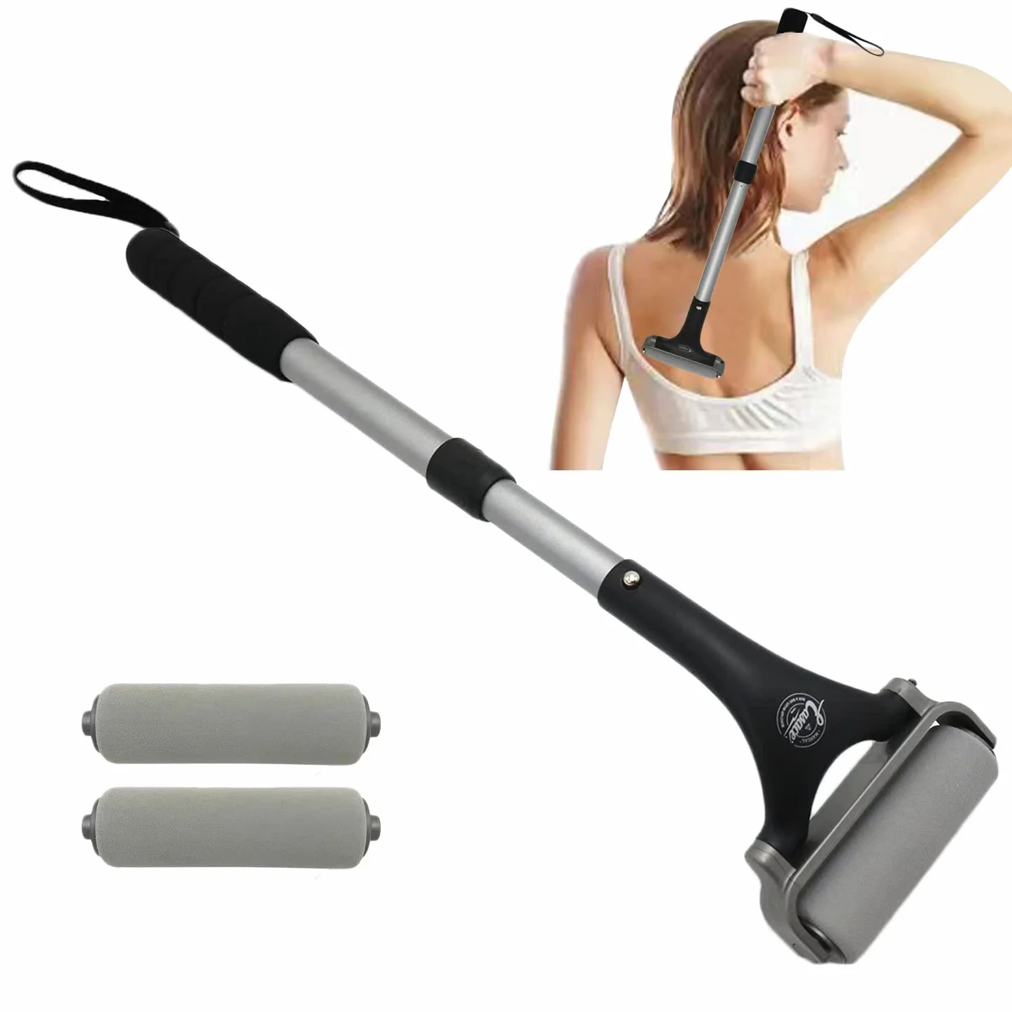 Easace Applicateur de lotion pour le dos et le corps, brosse de douche auto-application, argent