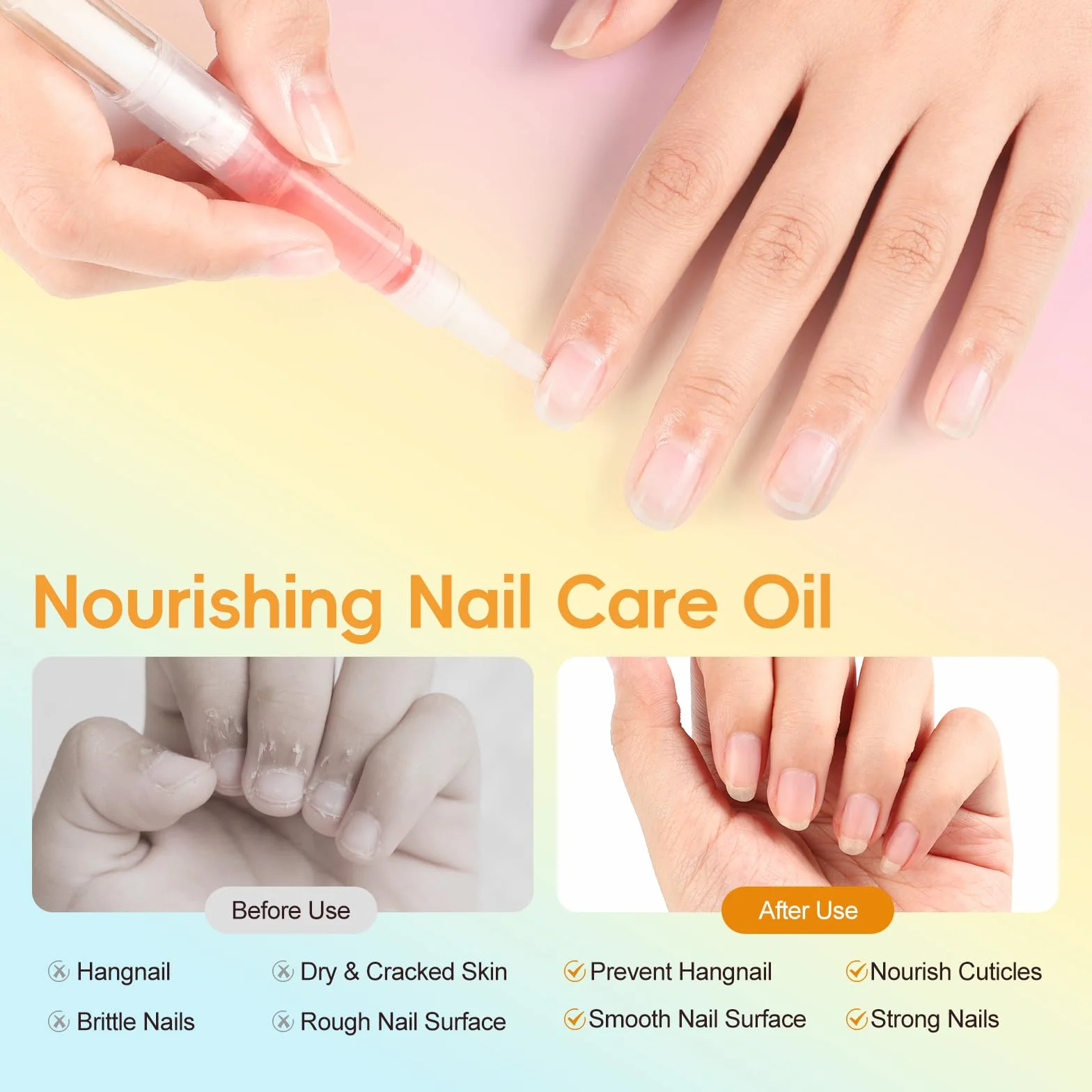 Coscelia Huile Cuticules Ongles Kit 8 Pièces Stylos à Huile pour Cuticules Réparer Fissures