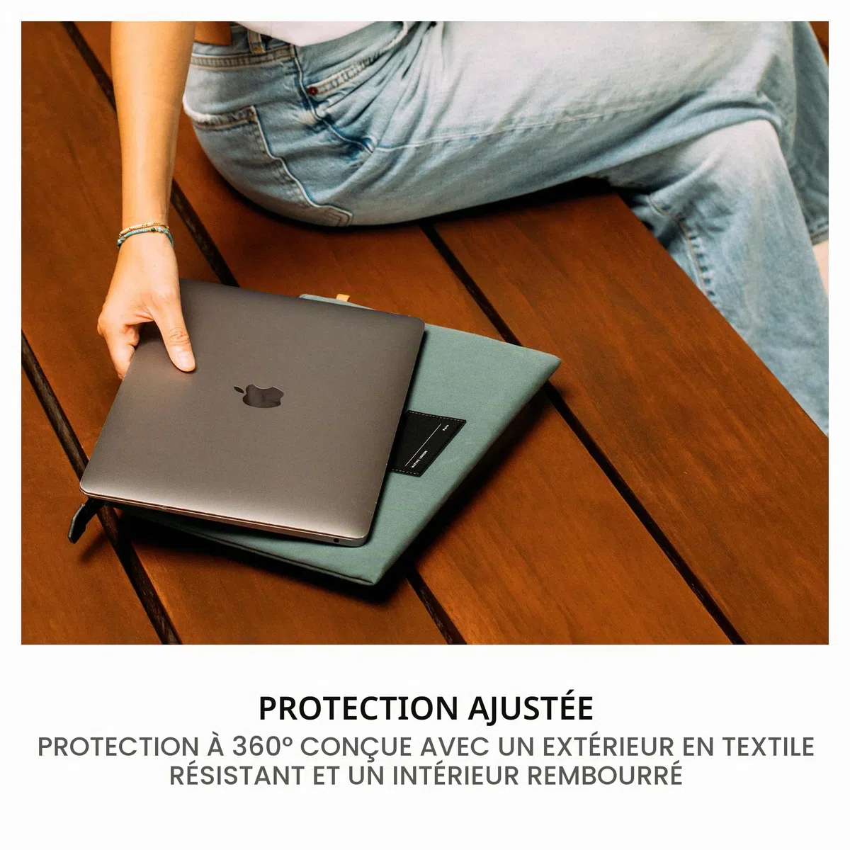Native Union W.F.A MacBook Sleeve 13" – Étui Minimaliste Fin en matériaux recyclés avec Protection 360 degrés – Compatible avec MacBook Air 13” M4, MacBook Pro 13” (2022) – Vert Ardoise