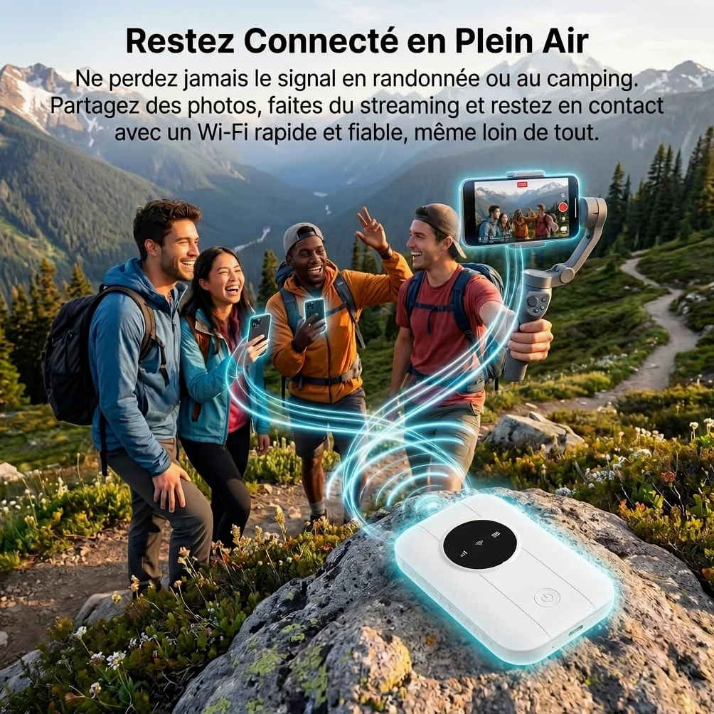 Routeur 5G Portable WiFi 6 avec Slot SIM Déverrouillé,Modem Mobile Haut Débit 5G/4G+,High Speed Travel Hotspot Mini Routeur Mobile,Connecte jusqu'à 32 appareils,Compatible Tous Opérateurs
