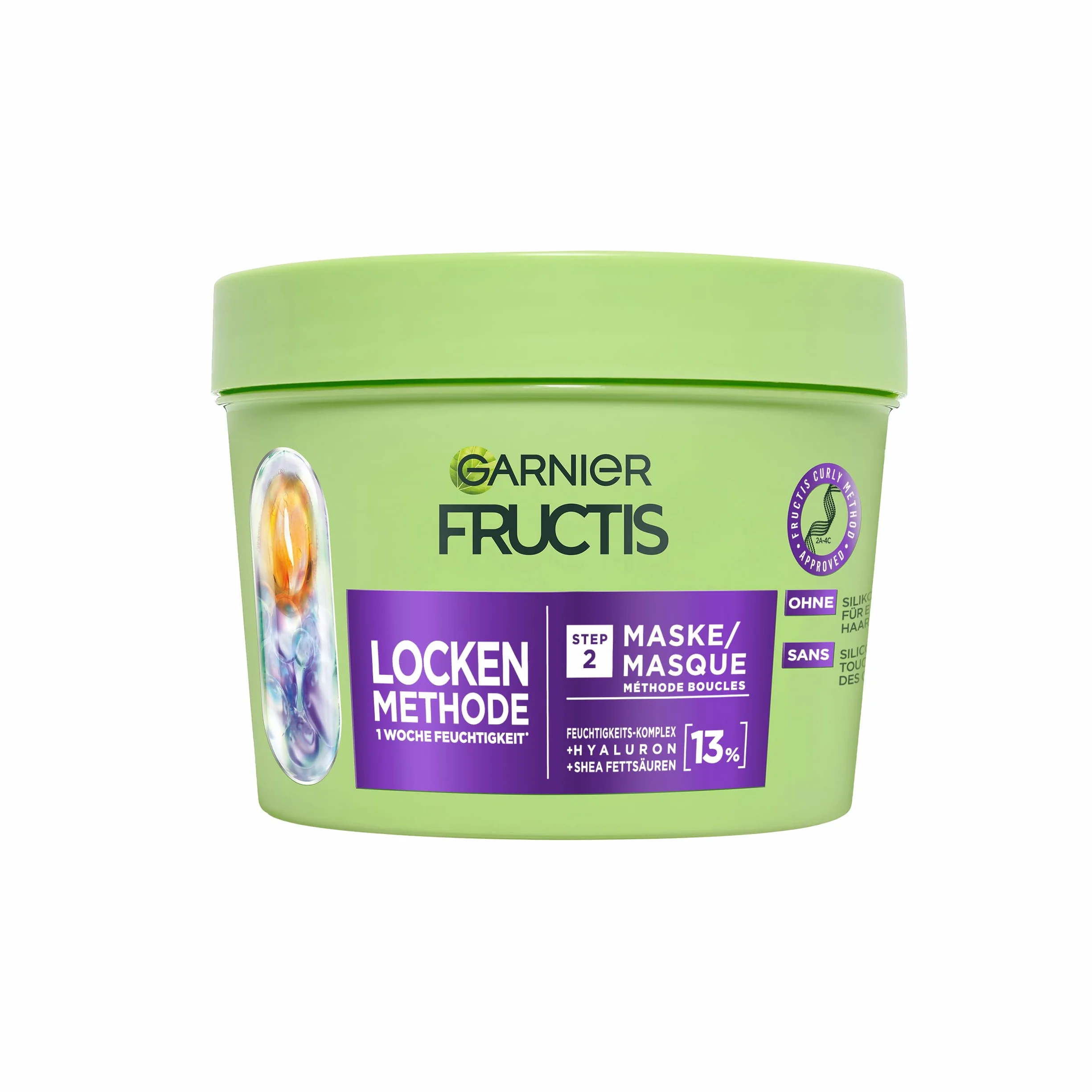 Garnier Masque capillaire hydratant pour boucles - Réparation, revitalisation - Acide hyaluronique, karité - Vegan - Sans silicone