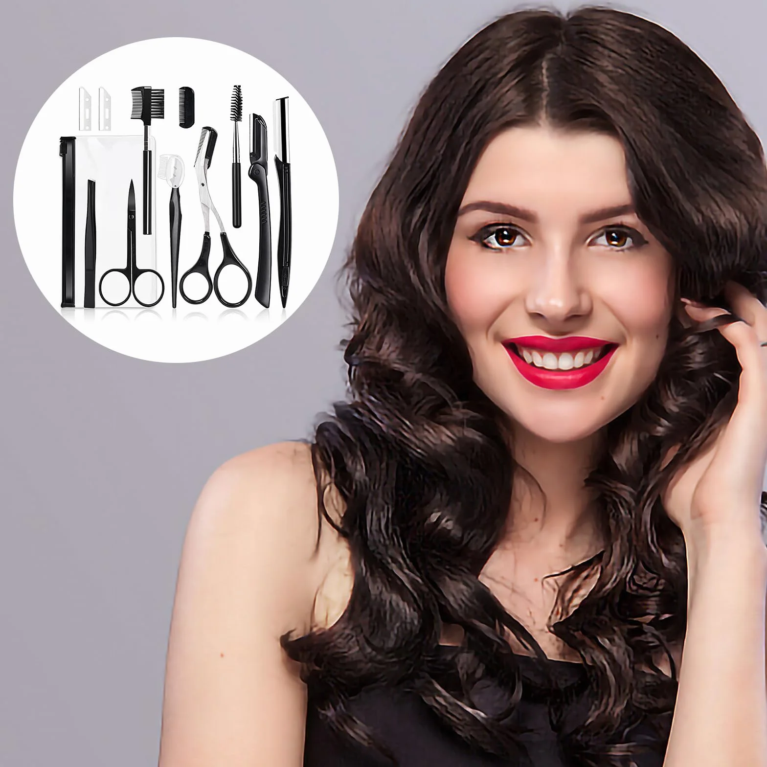 Kit de Coupe des Sourcils 11 Pcs - Outils Professionnels avec Pince à Épiler, Rasoir