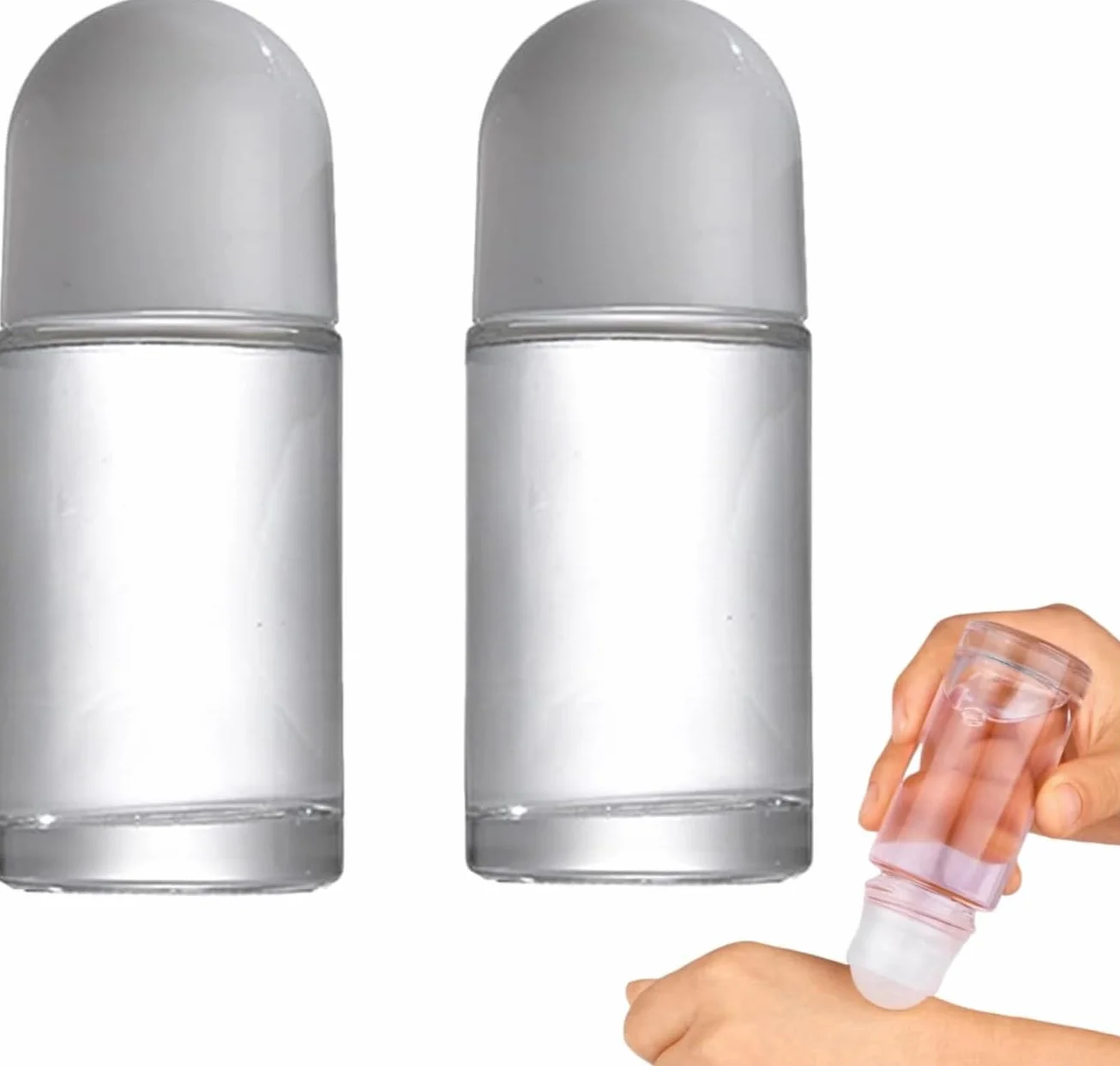 Flacons roulants vides en verre 50 ml avec bille plastique anti-fuite bouchon blanc pour huiles essentielles rechargeables