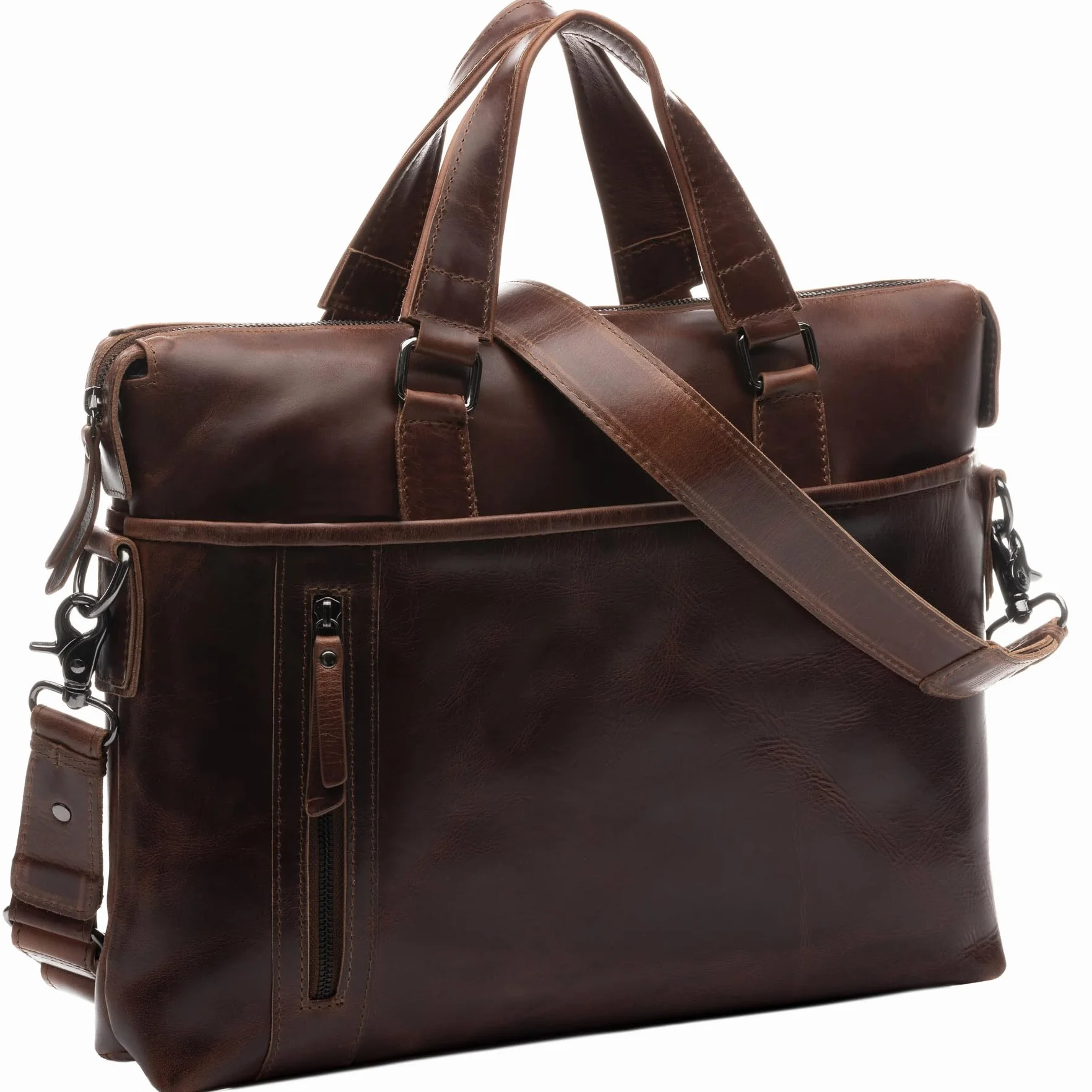 SID & VAIN Sac Ordinateur Portable Cuir véritable 15.4 Pouces London Mallette Professionnelle bandoulière Grand pour Hommes et Femmes Serviette de Travail Etudiante Marron
