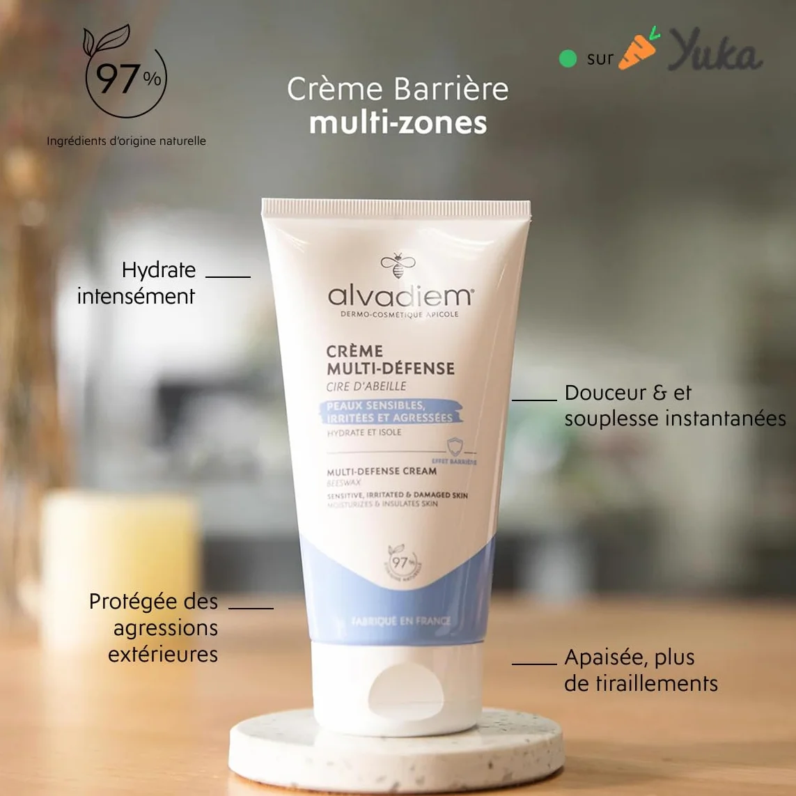 Crème Multi-Défense à la cire d'abeille 150ml - Soin barrière peaux sensibles Fabriqué en France