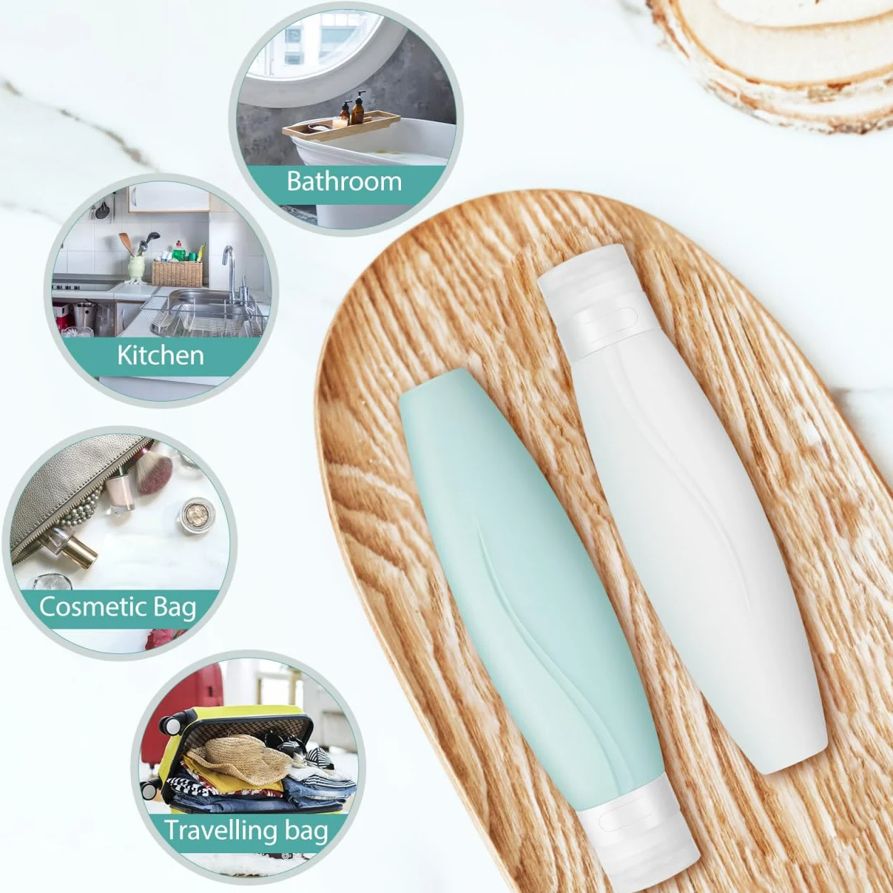 Garneck Lot de 2 bouteilles de voyage en silicone rechargeables 150 ml