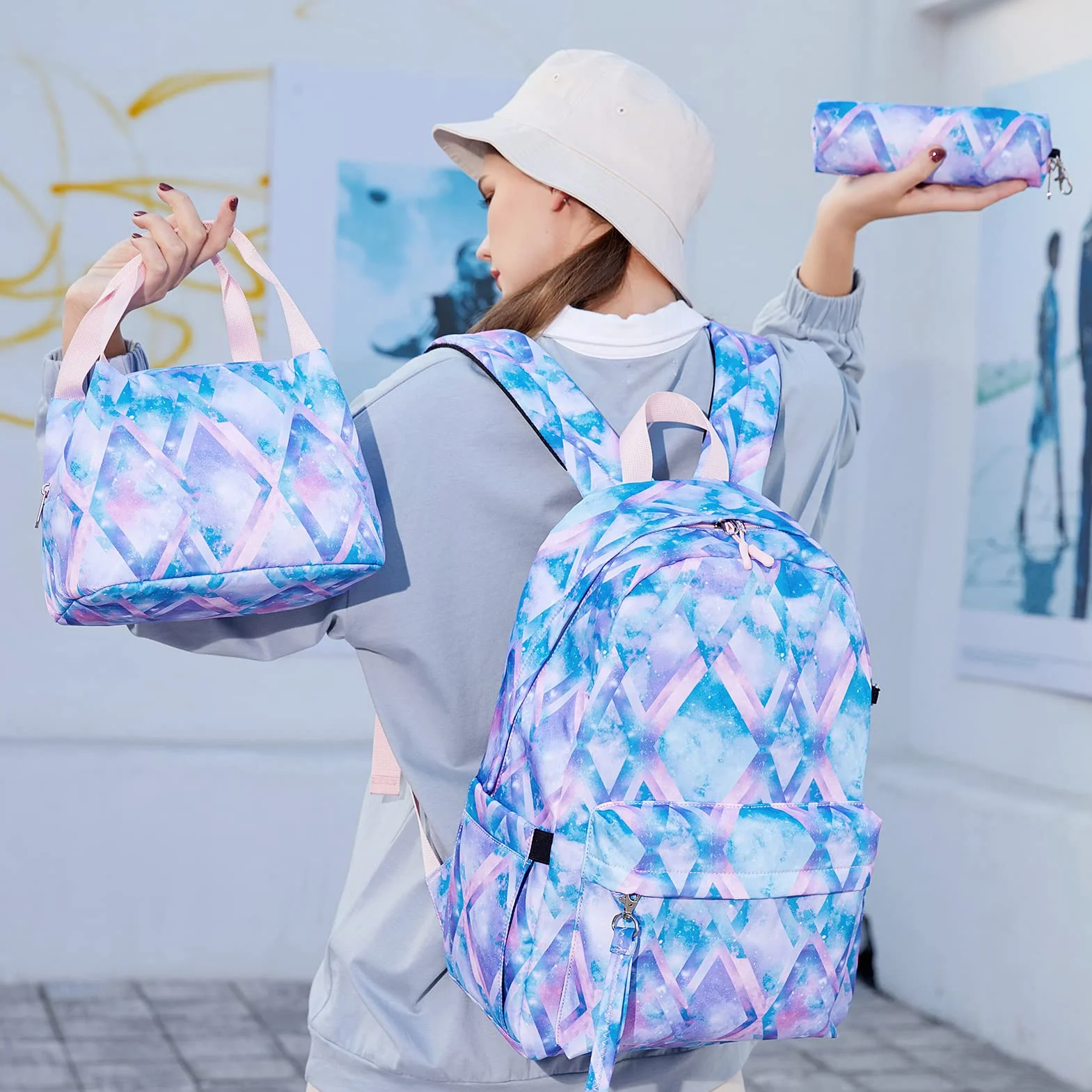 Sacs à dos ZHIERNA Lot de 3 pour filles adolescentes, sac d'école primaire, 15,6" ordinateur portable
