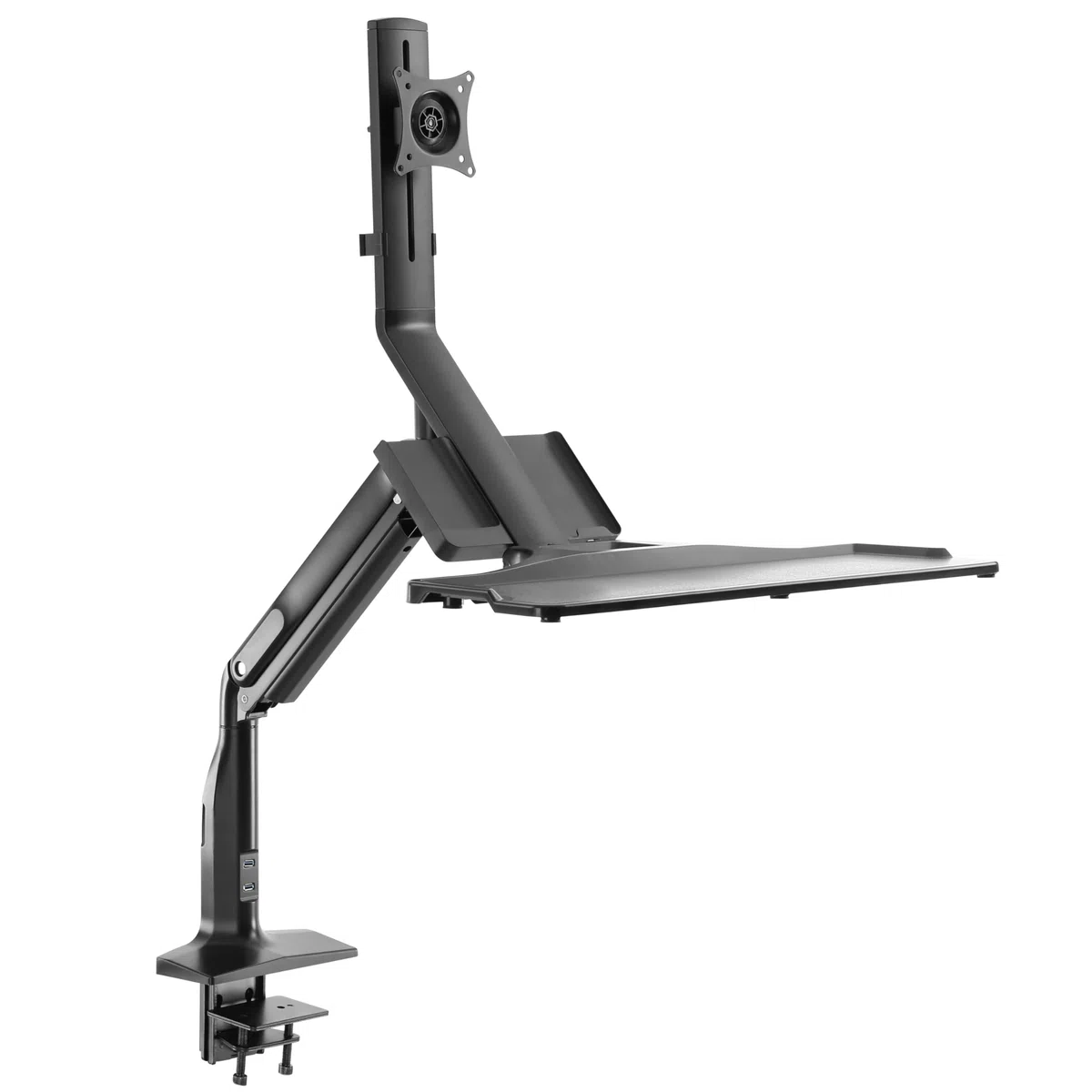 RICOO TS5411 Support Écran PC TV 13 17 19 22 24 27 28 32 Pouces VESA 75x75 100x100 Ressort à gaz Rangement Clavier Orientable Inclinable Rotatif Universel Fixation Bureau