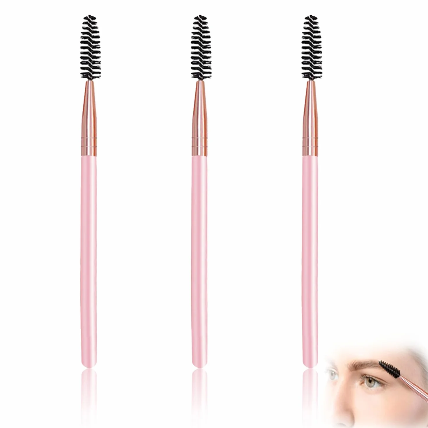 Brosse à Sourcils 3 Pièces, Goupillon Cils et Pinceau Applicateur Mascara
