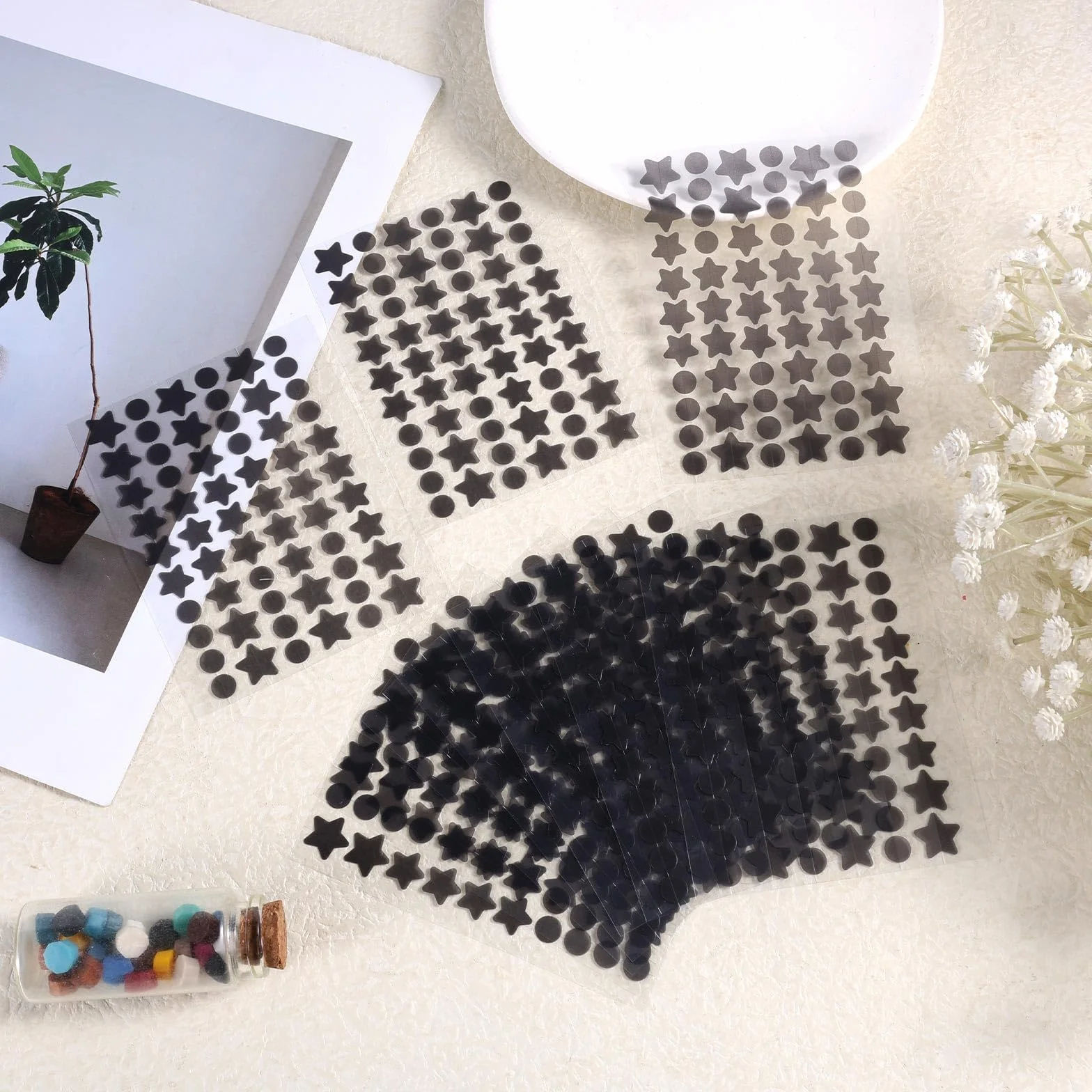 Patchs Anti-Boutons Noirs 600pcs, Cache-Boutons Ronds Visage, Patchs Anti-Acné en Forme d'Étoile
