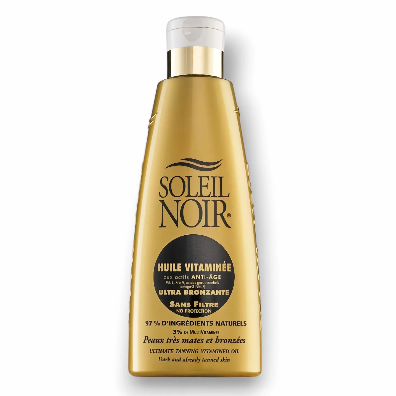 Soleil Noir Huile Ultra-Bronzante Vitaminée sans Filtre 97% Naturels Fabrication Française 150 ml