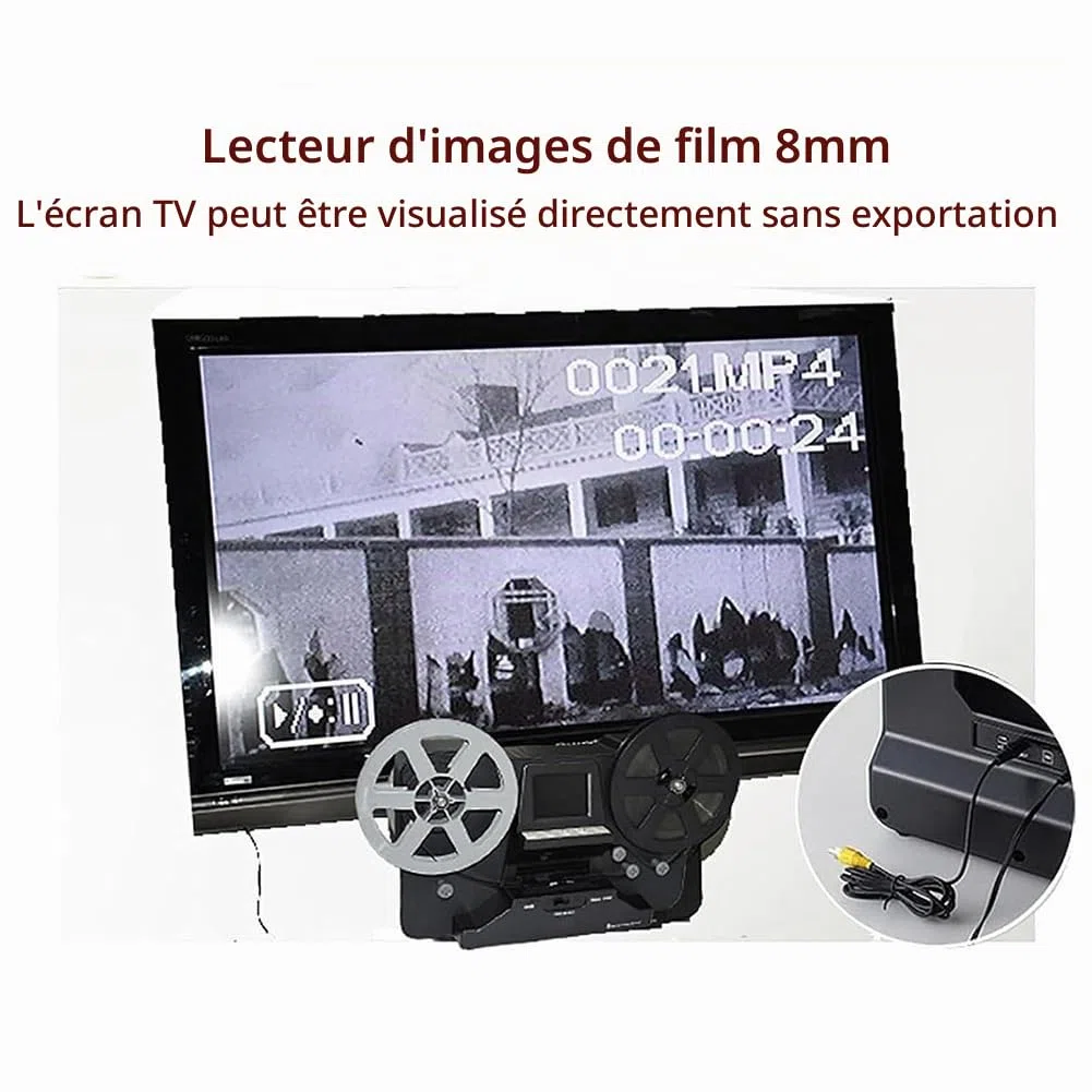 Scanner De Films Et Diapositives Numériques, Convertisseur De Numériseur De Film 8 Mm Et Super 8, Scanner Convertit Le Film par Image en Fichiers MP4 Numériques pour La Visualisation