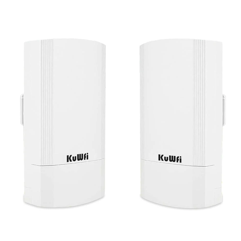 KuWFi Point d'accès WiFi 2-Pack 900Mbps Kit Longue portée intérieur-extérieur Point à Point sans Fil CPE Prend en Charge la Solution de Distance de Transmission de 2-3KM pour PTP, PTMP
