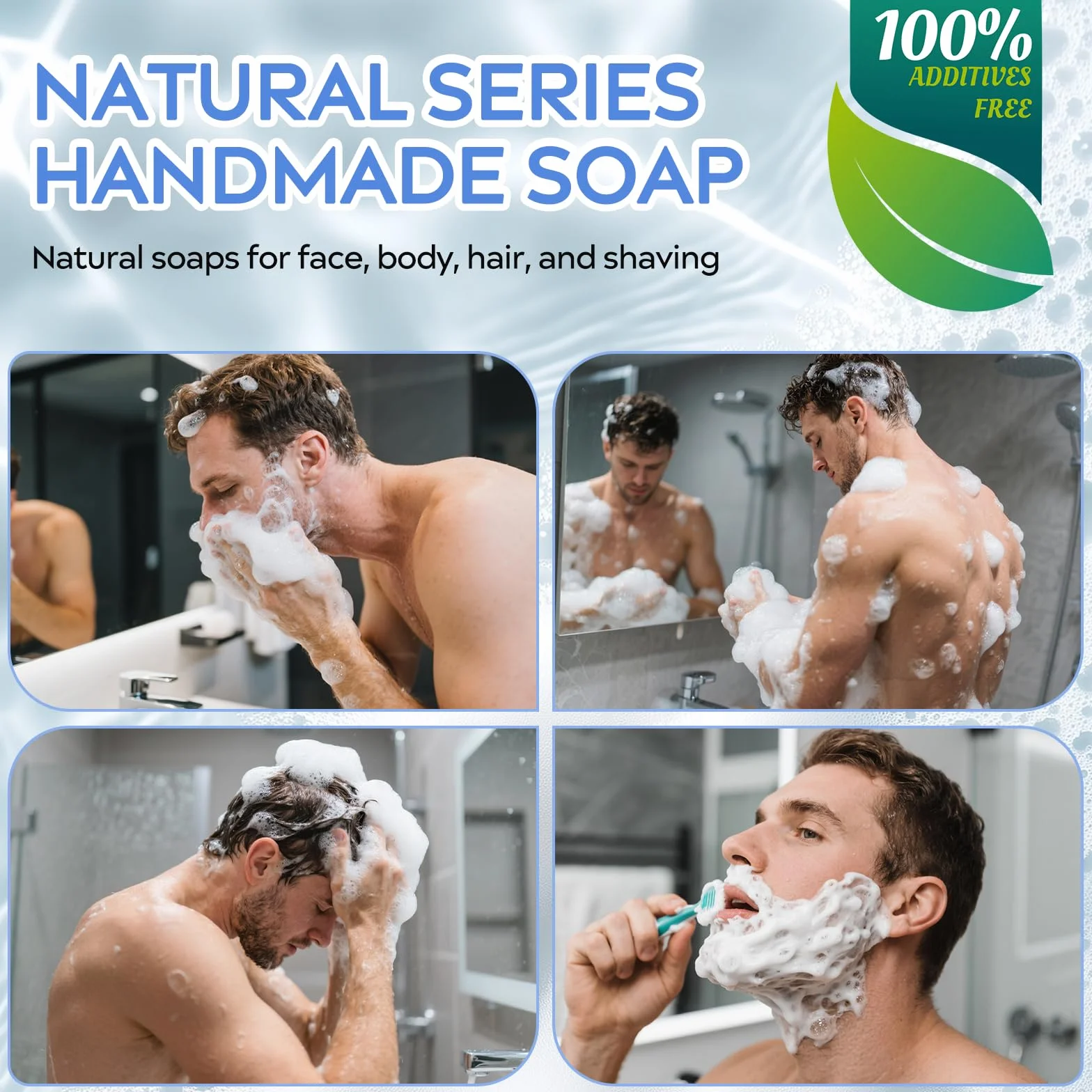 Savon de douche pour homme 100 g solide naturel lot de 6