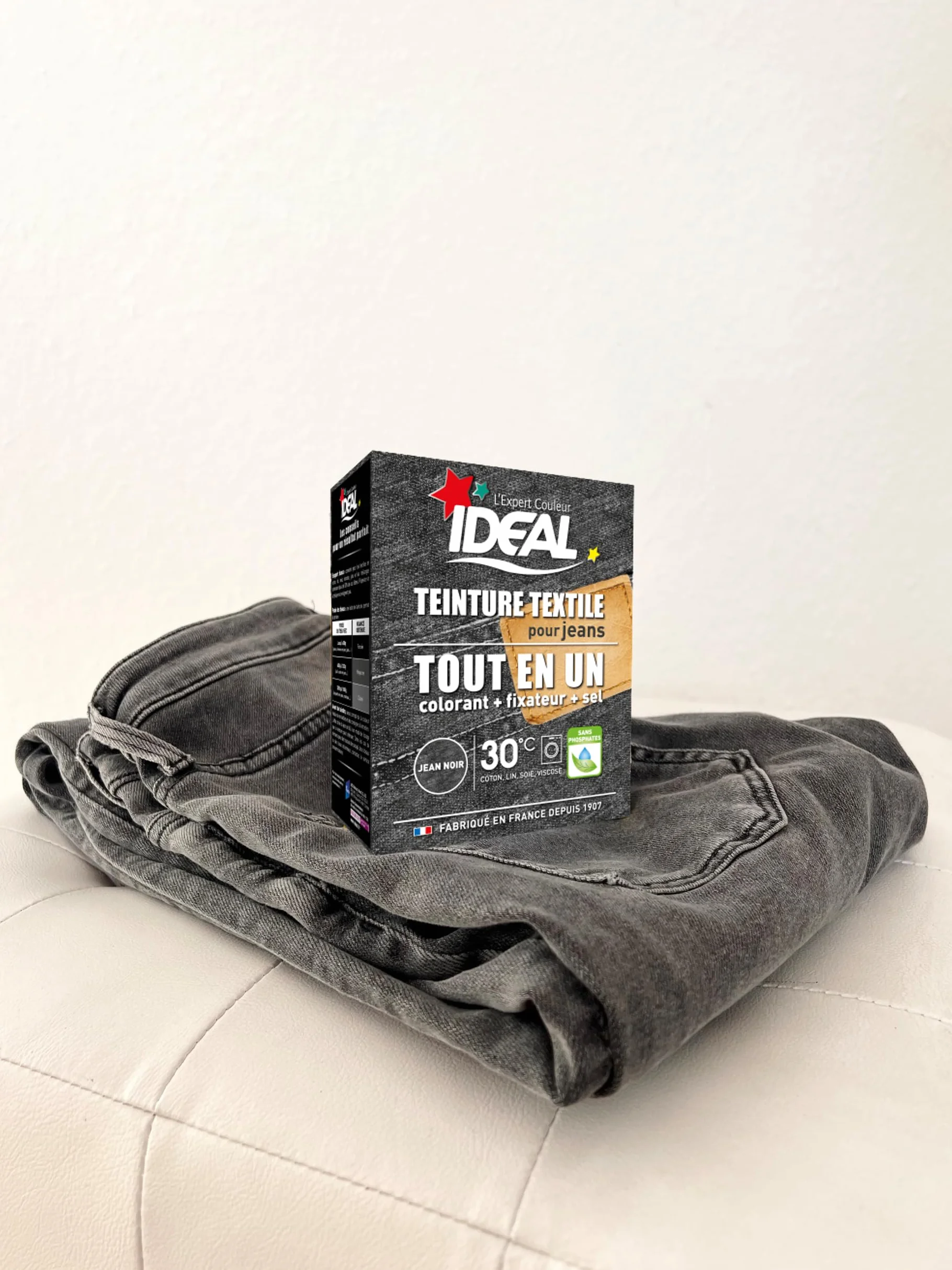 Ideal Teinture Textile Tout en un 350 g Jean Noir