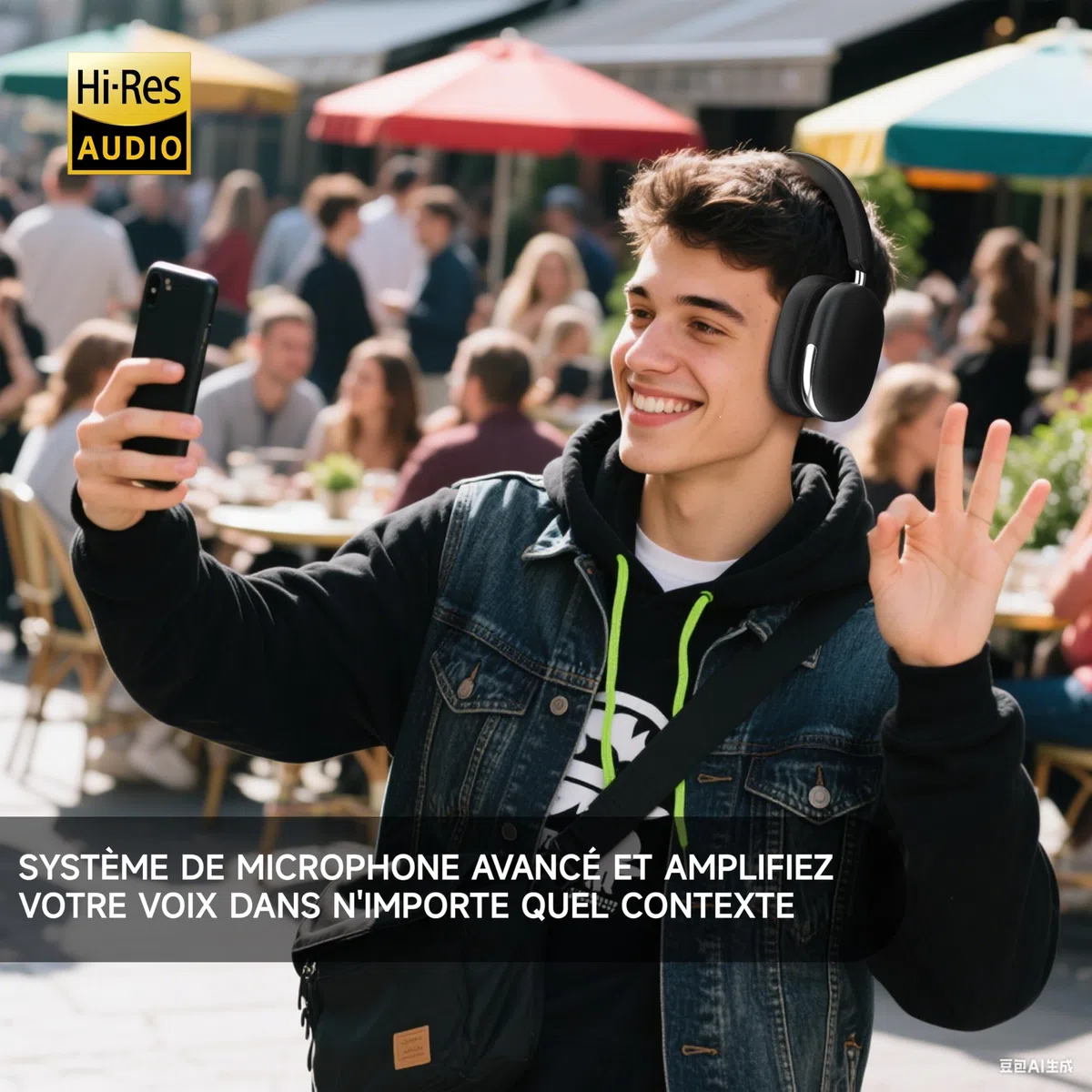 Freepods 120H Autonomie Casque Bluetooth ANC/ENC Réduction Active Bruit Pro, Casque sans Fil Over-Ear, Micro Intégré, USB-C, Appels/Voyage/Sport/Gym (Noir)
