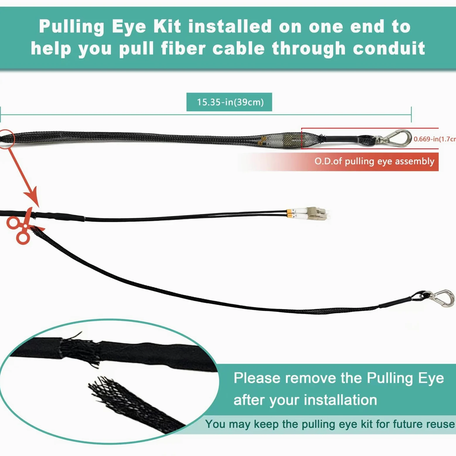 Câble de raccordement en fibre optique blindée d'extérieur LC vers LC 10G Duplex OM3 avec œillet de tirage, câble à fibre optique multimode 50/125 100 m