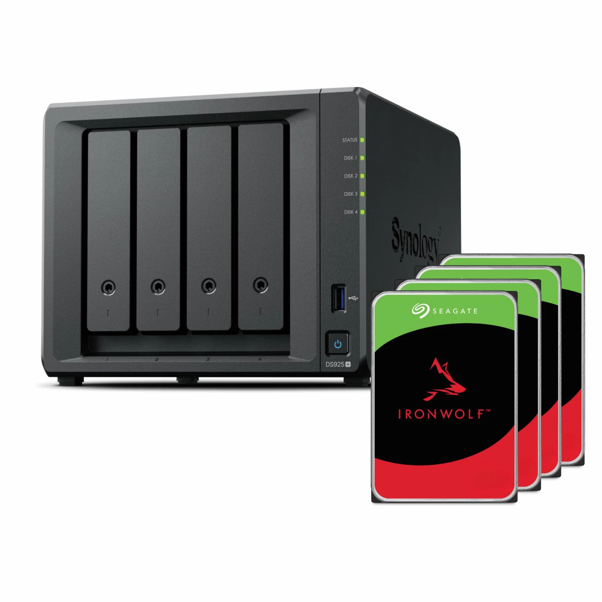 Synology DS925+ Seagate Ironwolf 4X 2TB Desktop NAS 8TB 2TB 4 Bay Desktop NAS, ports 2,5 GbE, 4 Go de RAM