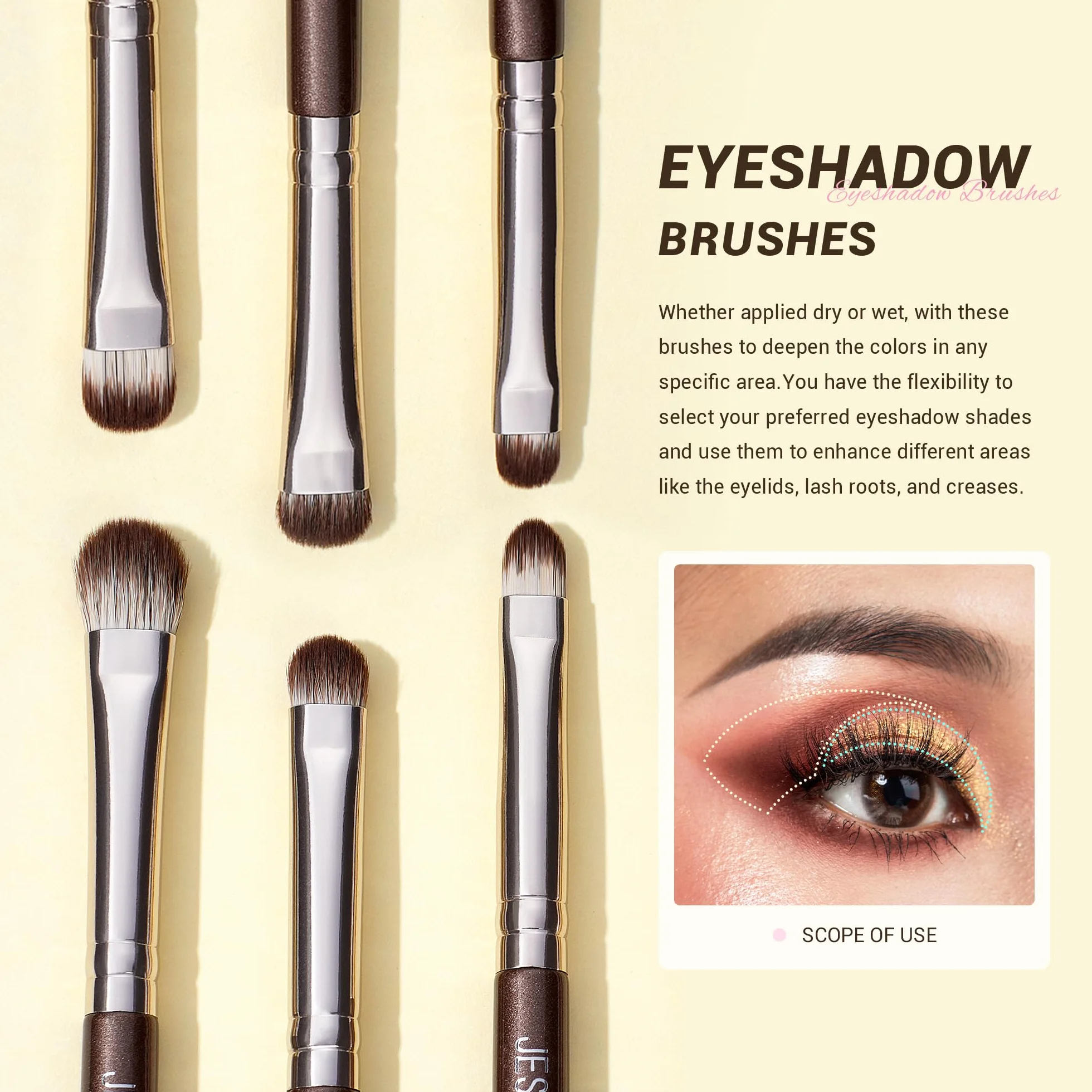 Jessup Lot 15 Pinceaux Maquillage Yeux Professionnels Synthétiques Marron
