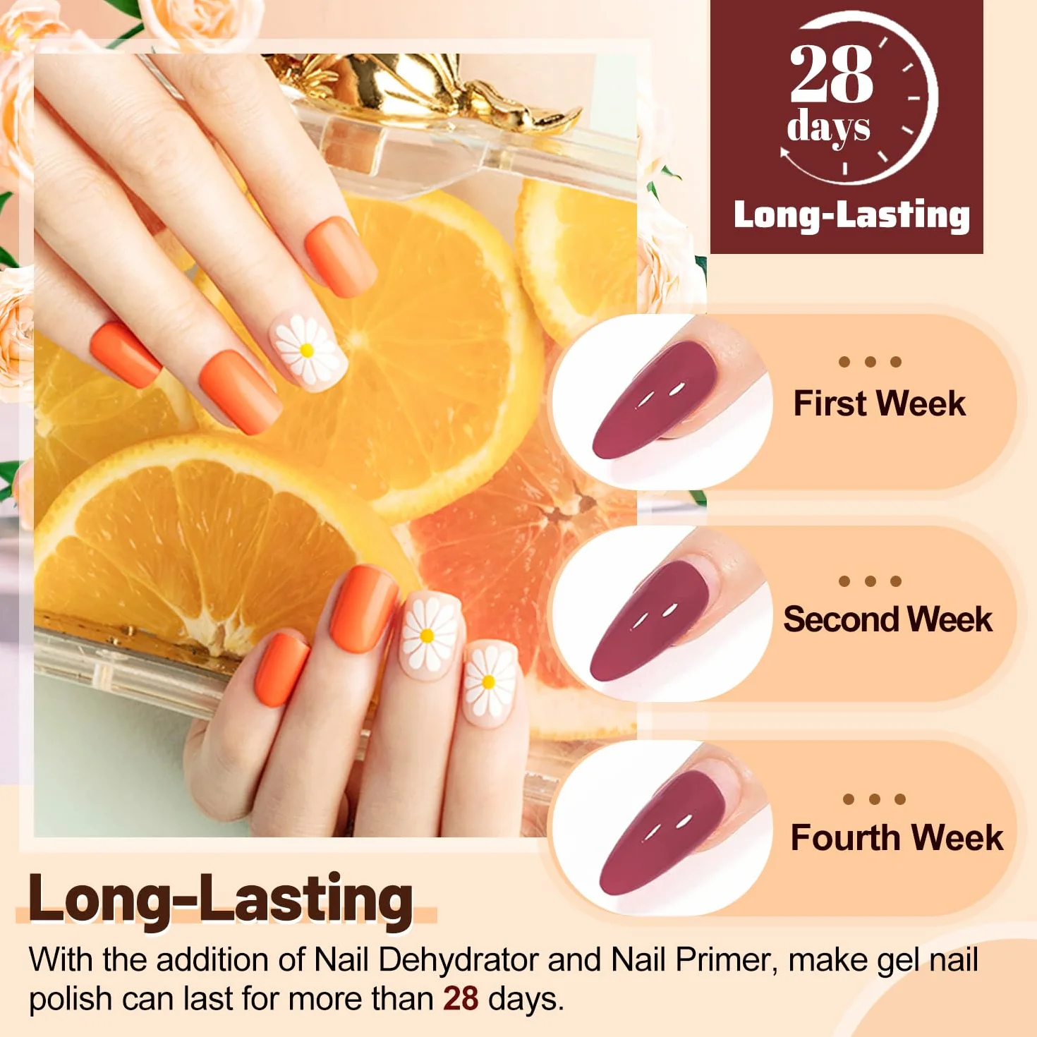 JODSONE Vernis Semi Permanent Déshydrateur d'ongles Base et Top Coat 15ML x 4 Durable