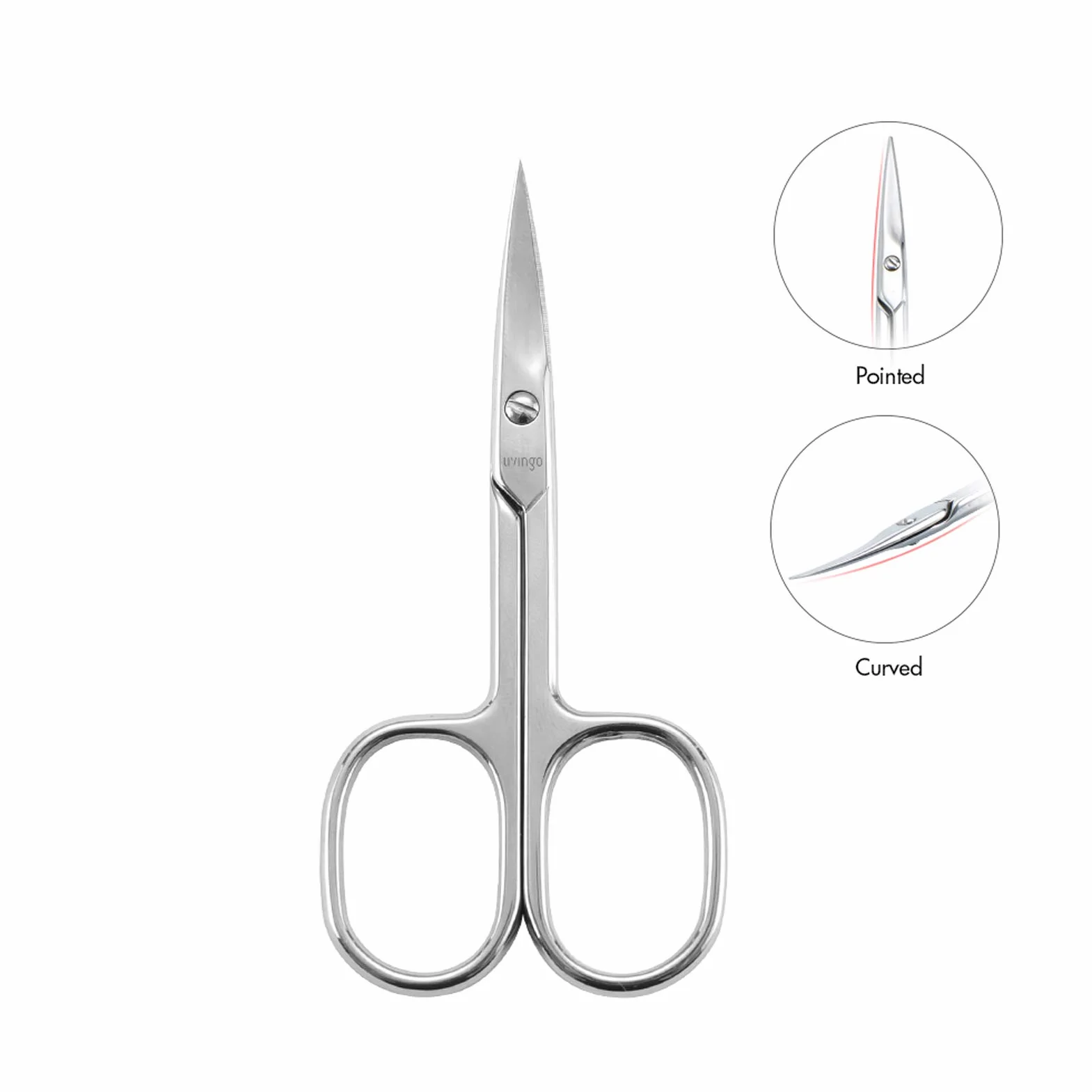LIVINGO Ciseaux de manucure acier inoxydable lame incurvée 8,9 cm Kit toilettage ongles