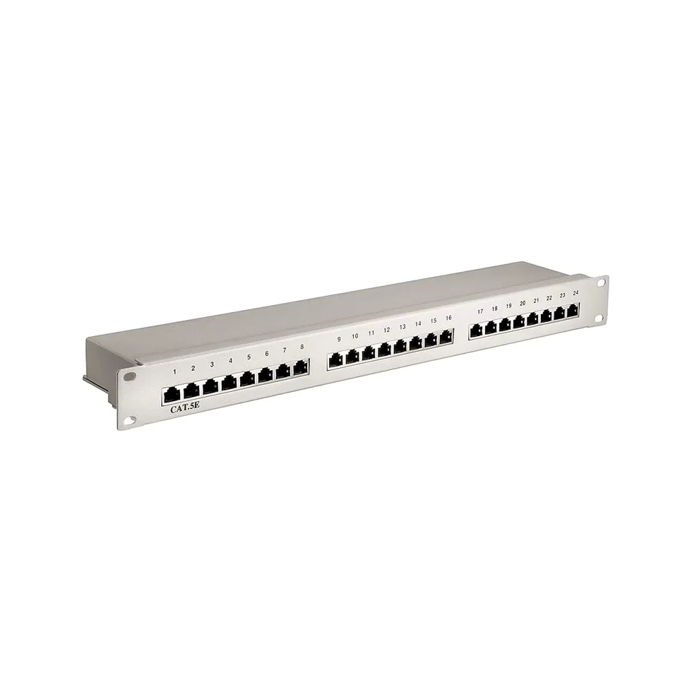 Goobay 68883 CAT 5e Panneau de Brassage 19 Pouces (48.3 cm), 24 Ports, Gris