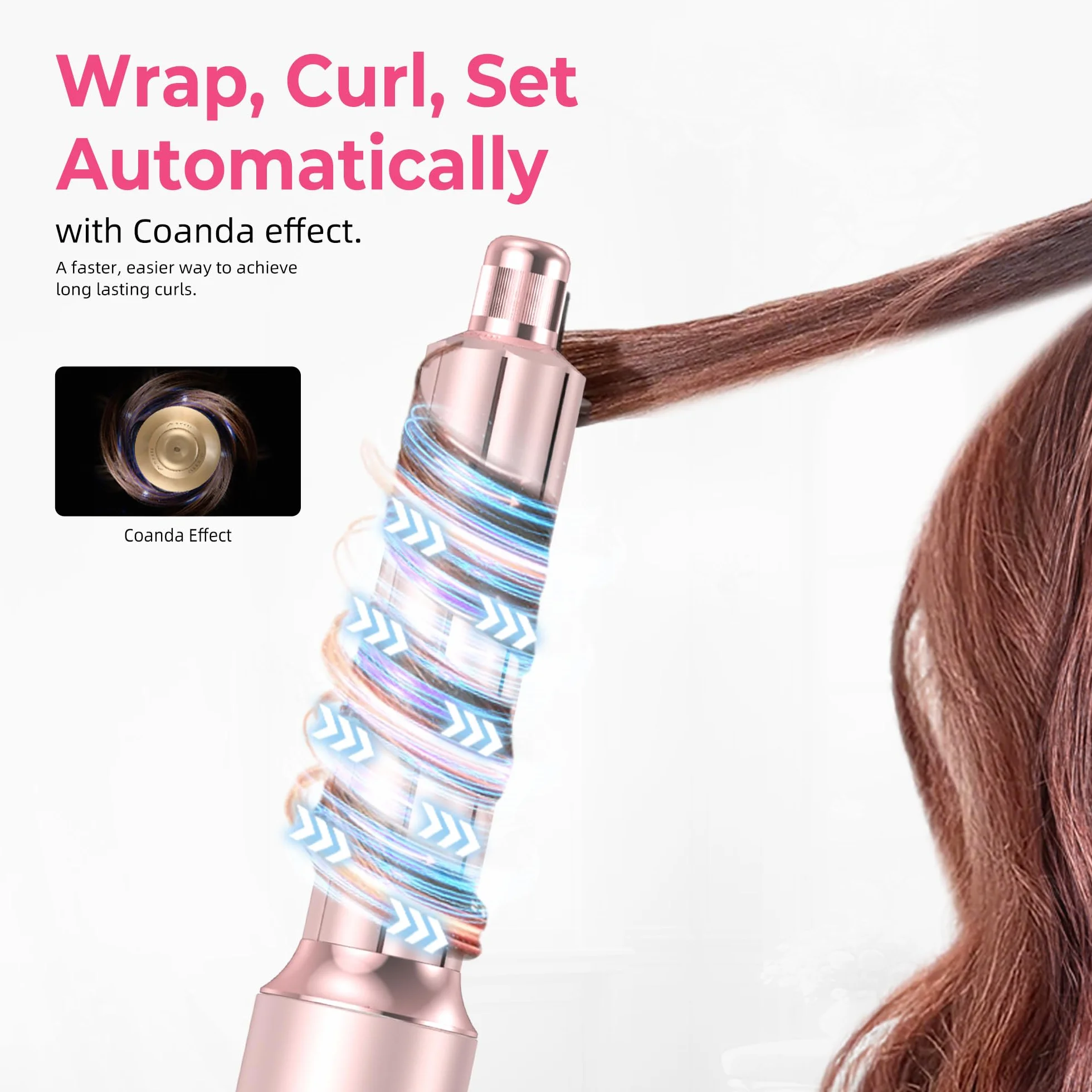 MogaWave Pro Airbrush Air Styler 1000W Brosse Soufflante Seche Cheveux Brushing Boucleur