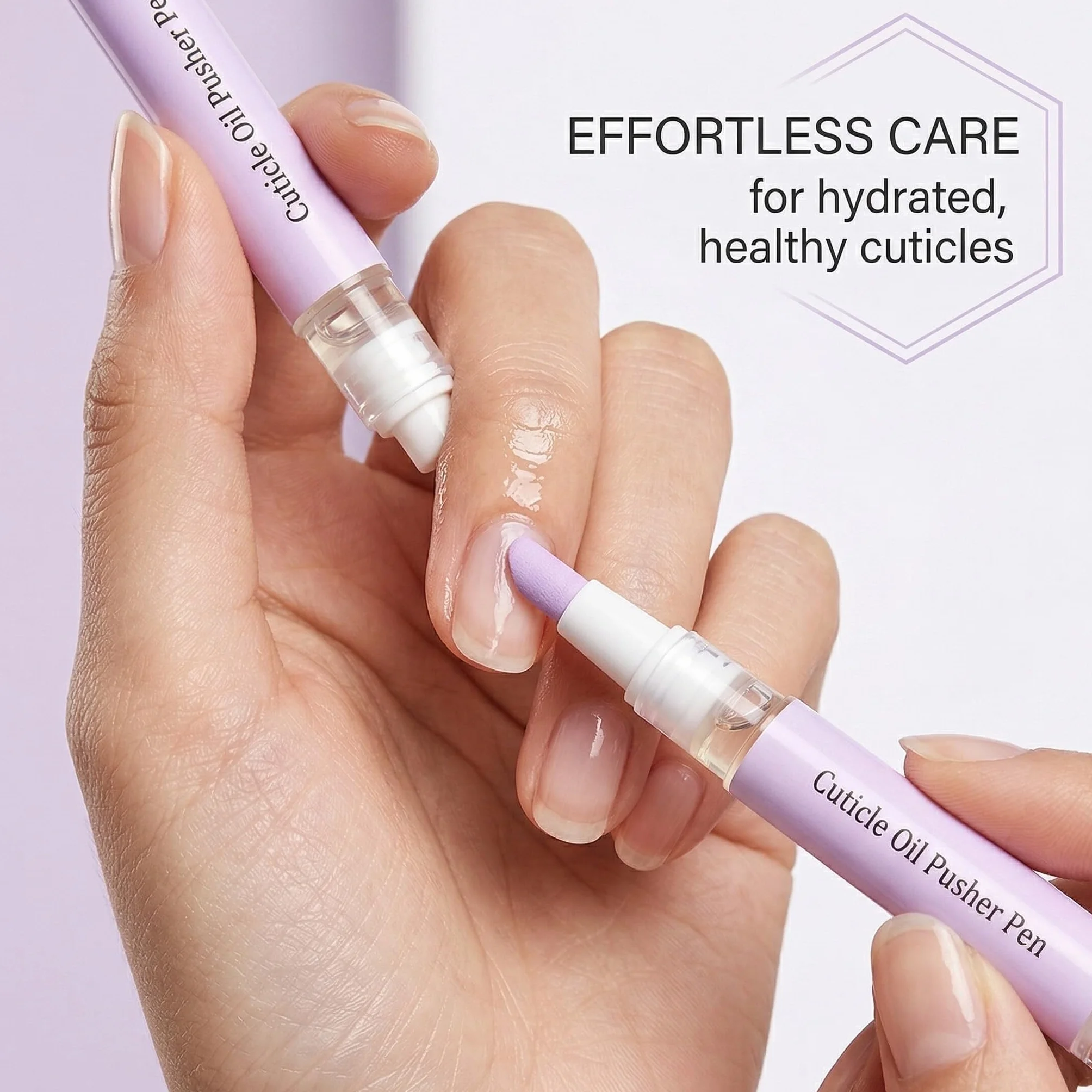 Set de stylos à huile pour cuticules 2 en 1 Pointe en céramique Parfum lavande Soin manucure portable