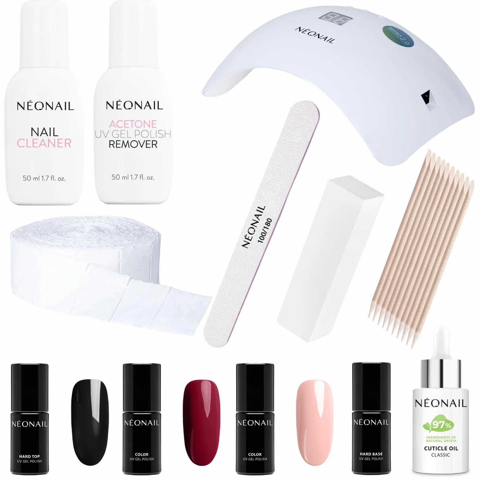 NÉONAIL Starter Set 4x Vernis à Ongles Semi Permanent - Kit de Manucure Semi-Permanente Lampe 22W/48