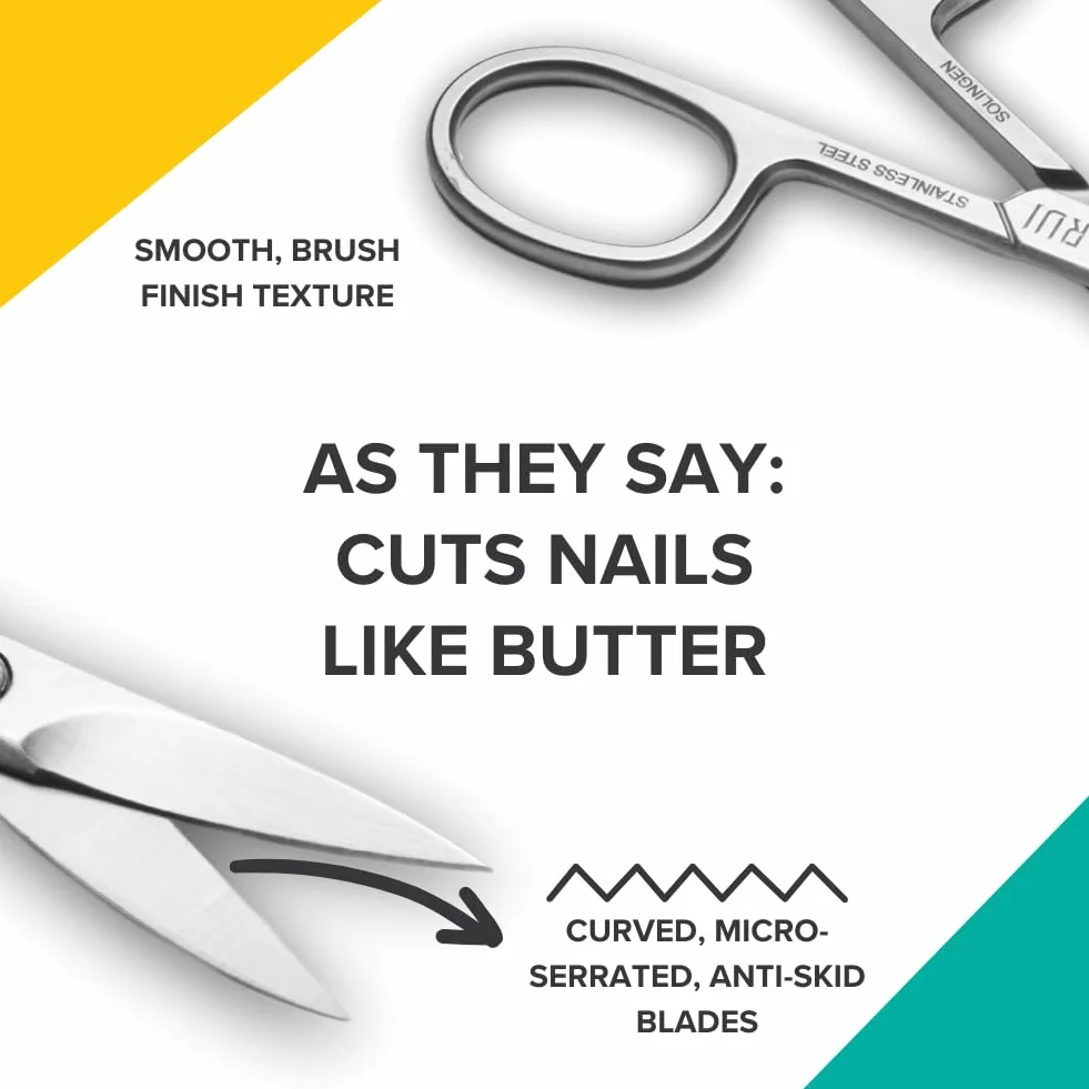 Rui Smiths Ciseaux à ongles professionnels en acier inoxydable avec micro-dentelé et antidérapant