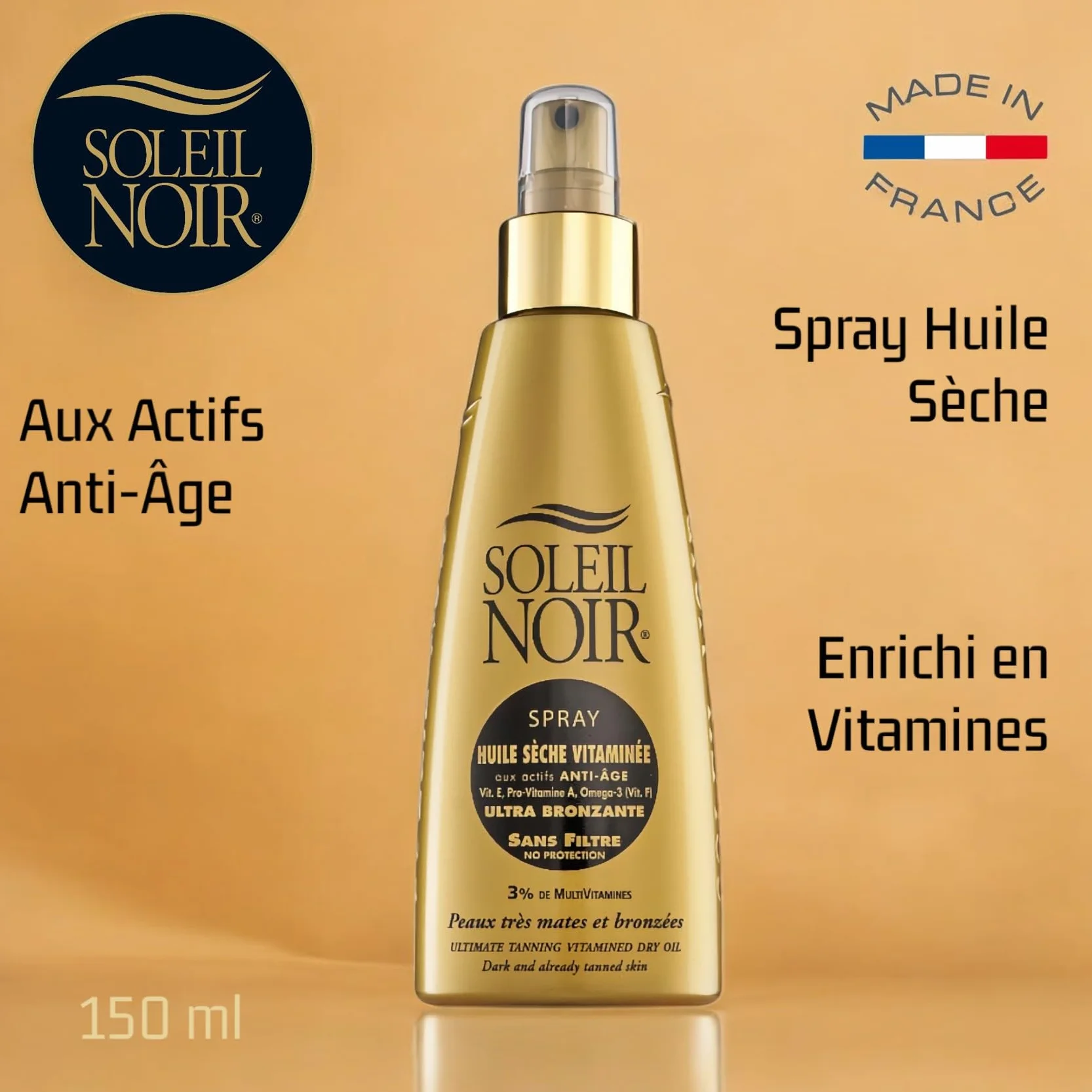 Soleil Noir Huile Sèche Ultra-Bronzante Vitaminée 150 ml