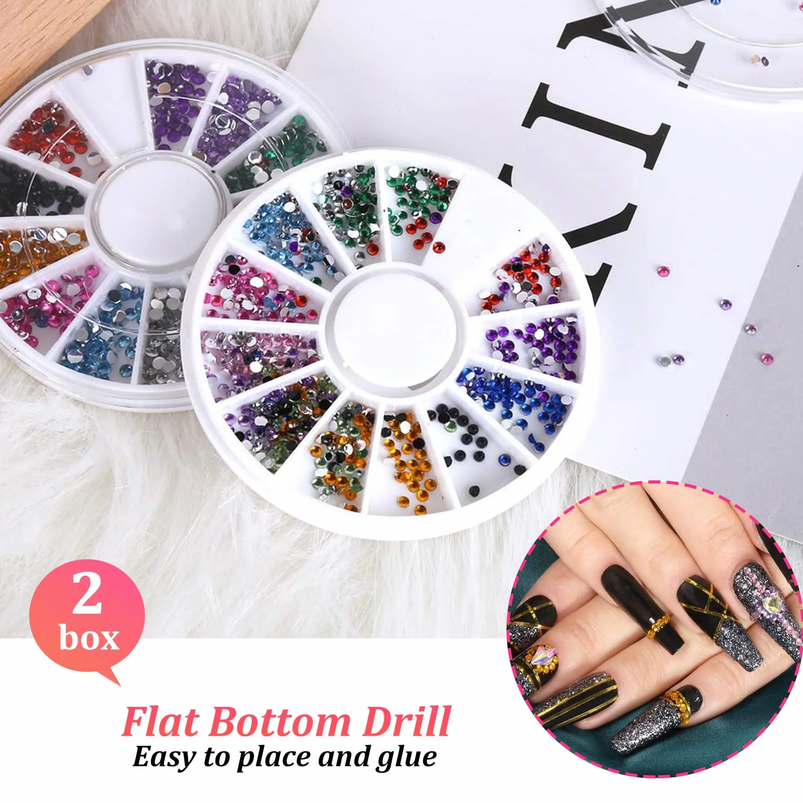 JOYBOY Kit de Nail Art 107pcs, Pinceau à Ongles avec 15 Peintures, Strass et Papier d'Aluminium