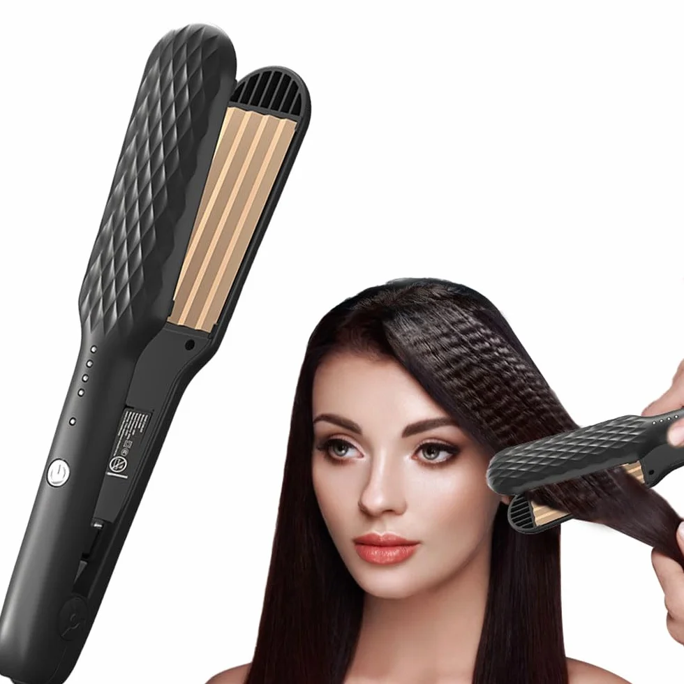 Fer à Gaufrer Cheveux, Gauffreur 4 Température Réglable Chauffage Rapide