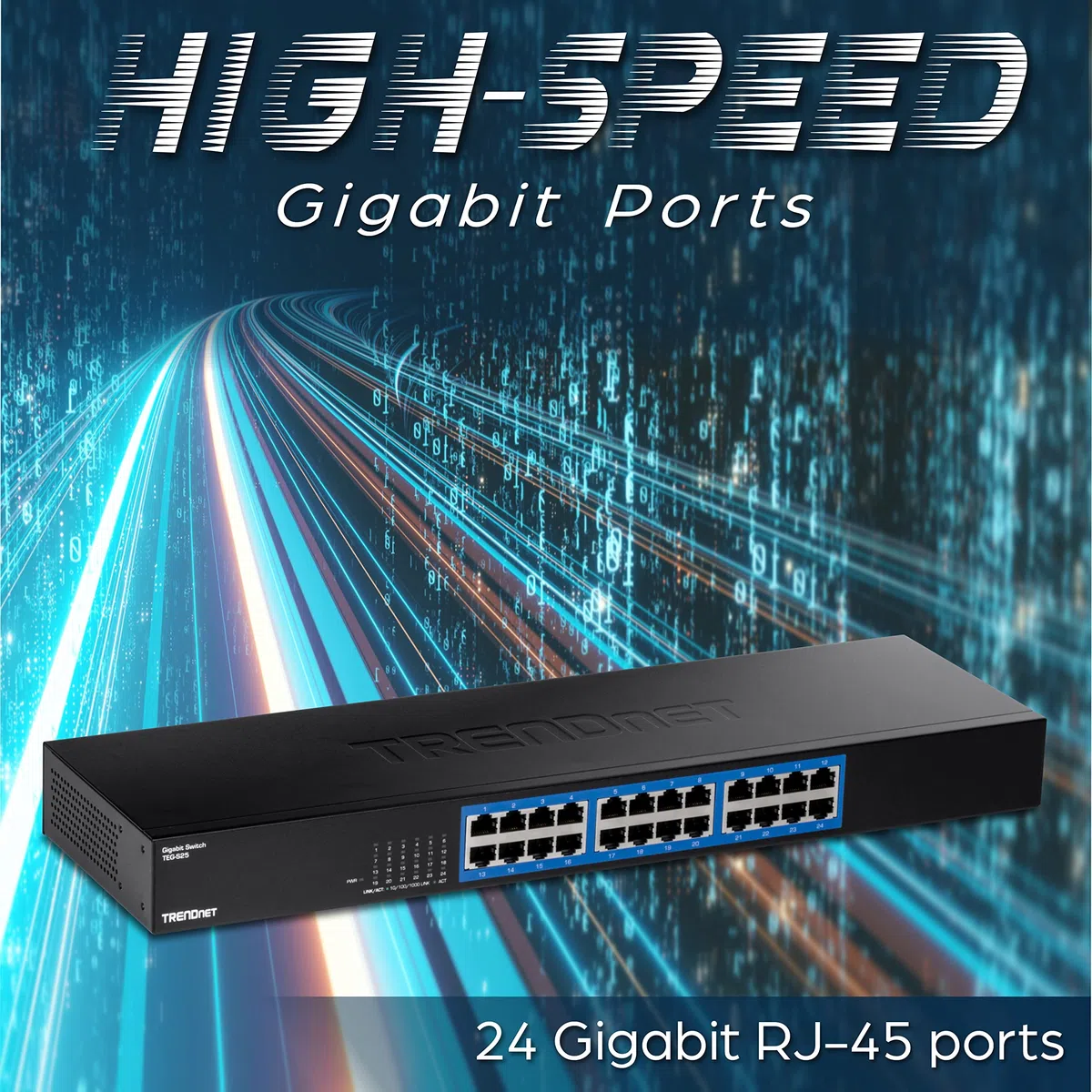 TRENDnet, TEG-S25, Commutateur Gigabit 24 Ports, 24 Ports Gigabit RJ-45, capacité de Commutation 48 Gbit/s, Conception sans Ventilateur, boîtier métallique, Alimentation Interne, Noir