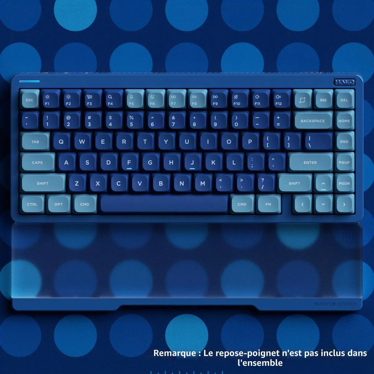 nuphy Halo75 V2 Clavier Mécanique de Jeu, 75% sans Fil Hot Swappable Bluetooth, 83 Touches, RGB Rétro-éclairé, Supporte Bluetooth/2.4GHz/USB-C - (Bleu, Mint (37gf))