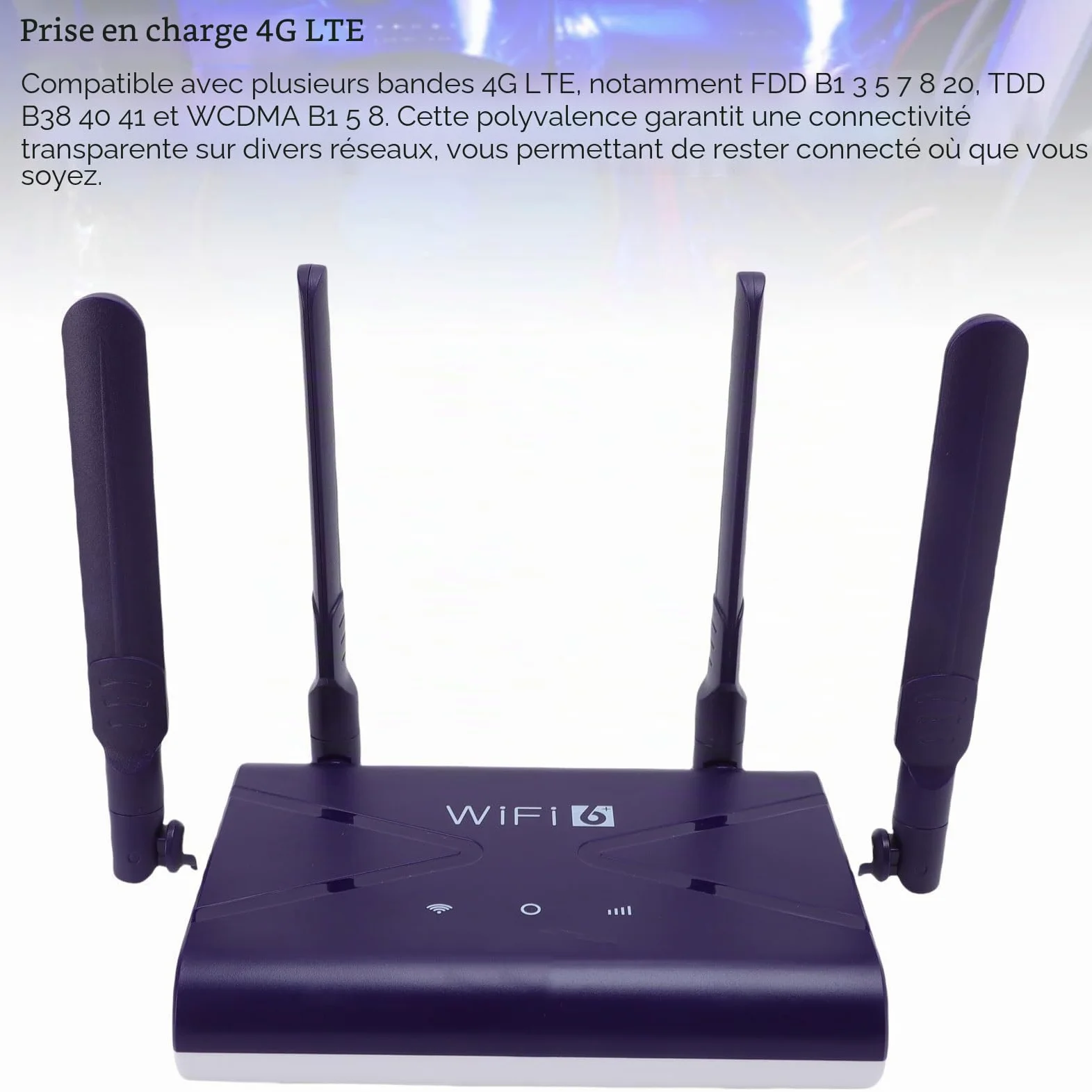 Jectse Routeur WiFi 6, 4G CPE LTE 300 Mbps, 802.11b G N, Routeur sans Fil avec Fente de Carte SIM, 4 Antennes, Prend en Charge jusqu'à 32 Appareils, Une Configuration Facile